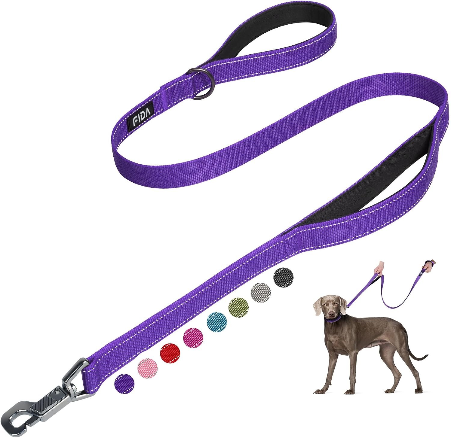 Fida Heavy Duty Dog Leash for Medium Large Dogs, 4 FT, Dual Padded Handles