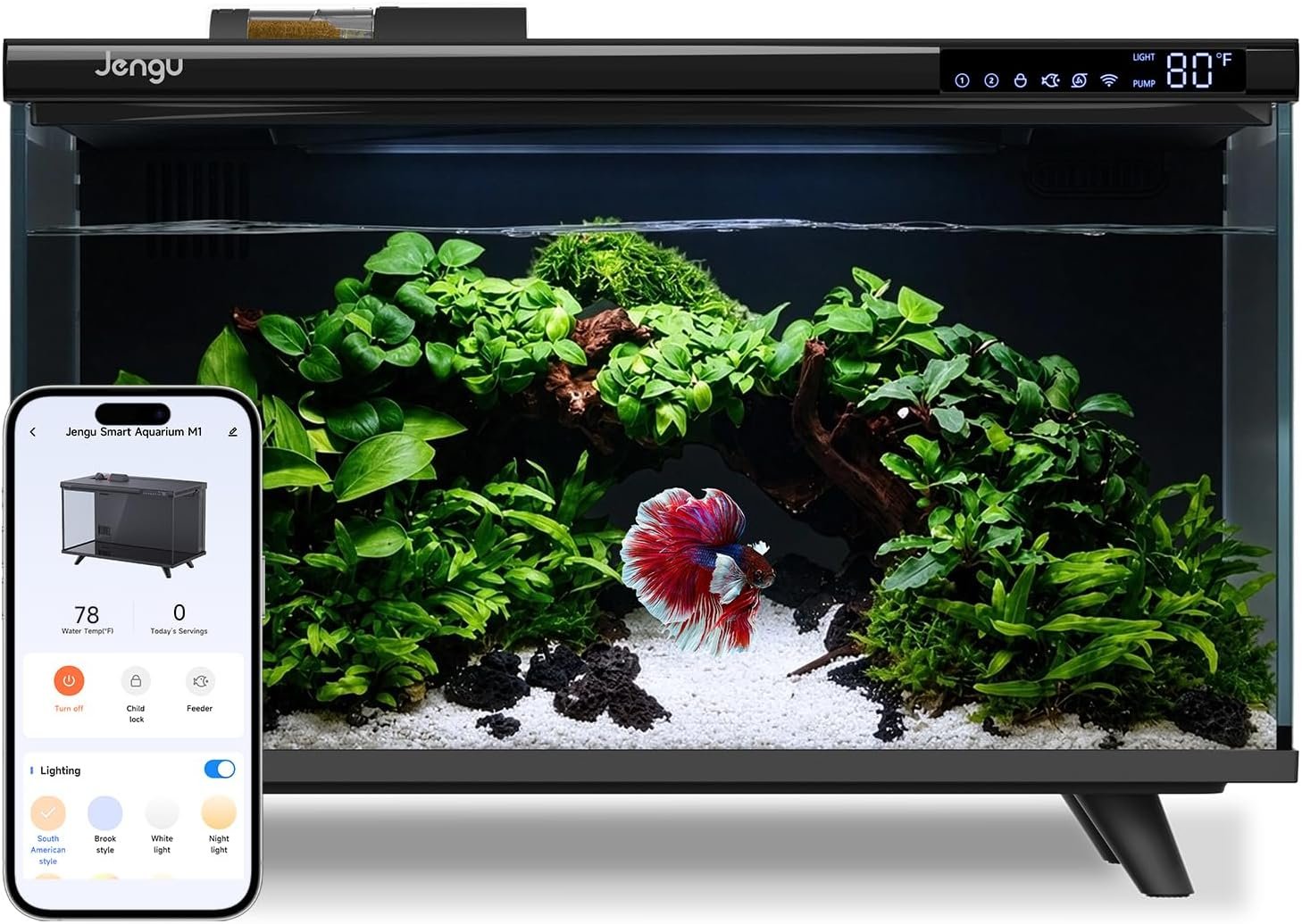 M1 5 Gallon Smart Fish Tank, App-Controlled Betta Aquarium Kit