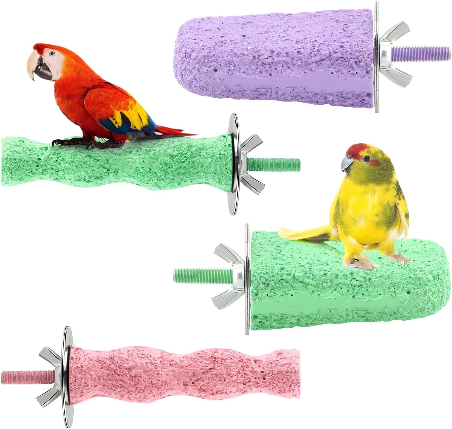 4 PCS Bird Beak Grinding Stone Perch Platform for Parrots