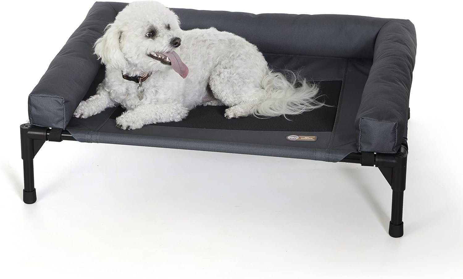 K&H Bolster Dog Cot Cooling Indoor/Outdoor Dog Bed, Charcoal 32″ X 25″