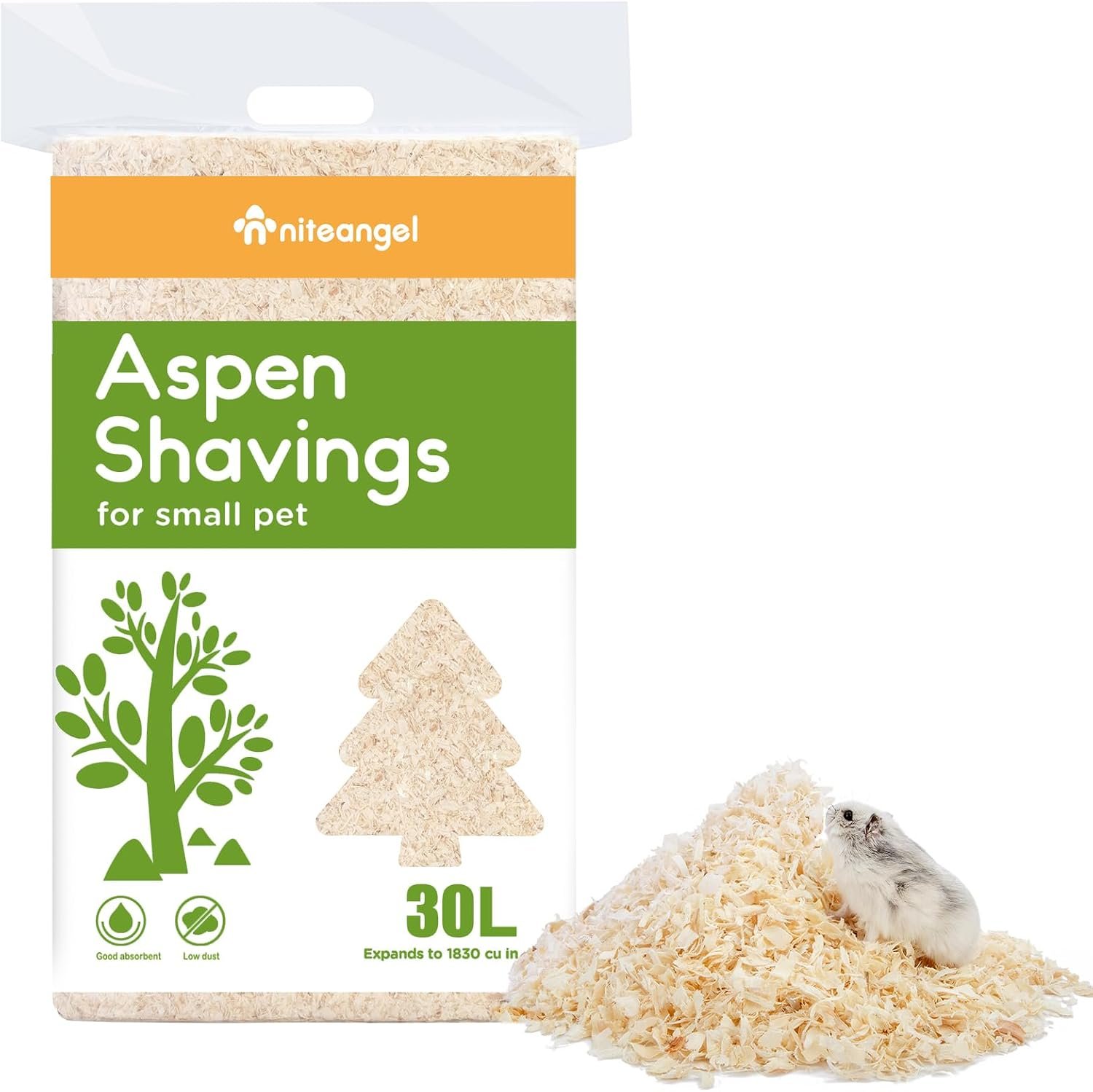 Niteangel Aspen Shaving Hamster Bedding: 30L Absorb Odors & No Dust