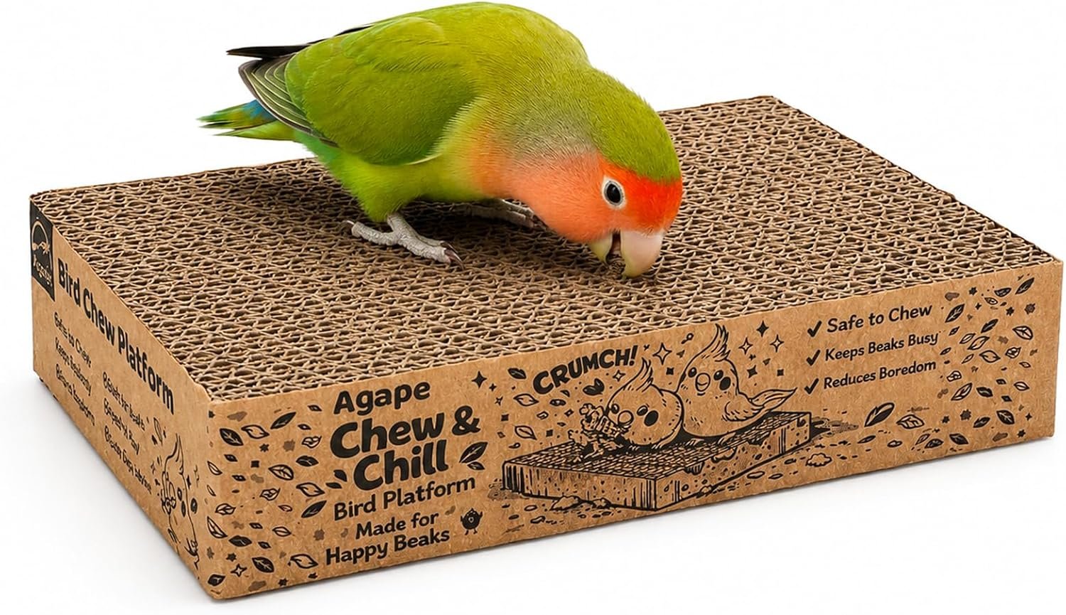 Agape Parrot Chew Toy, Shreddable Cardboard Bird Platform, Natural Perch