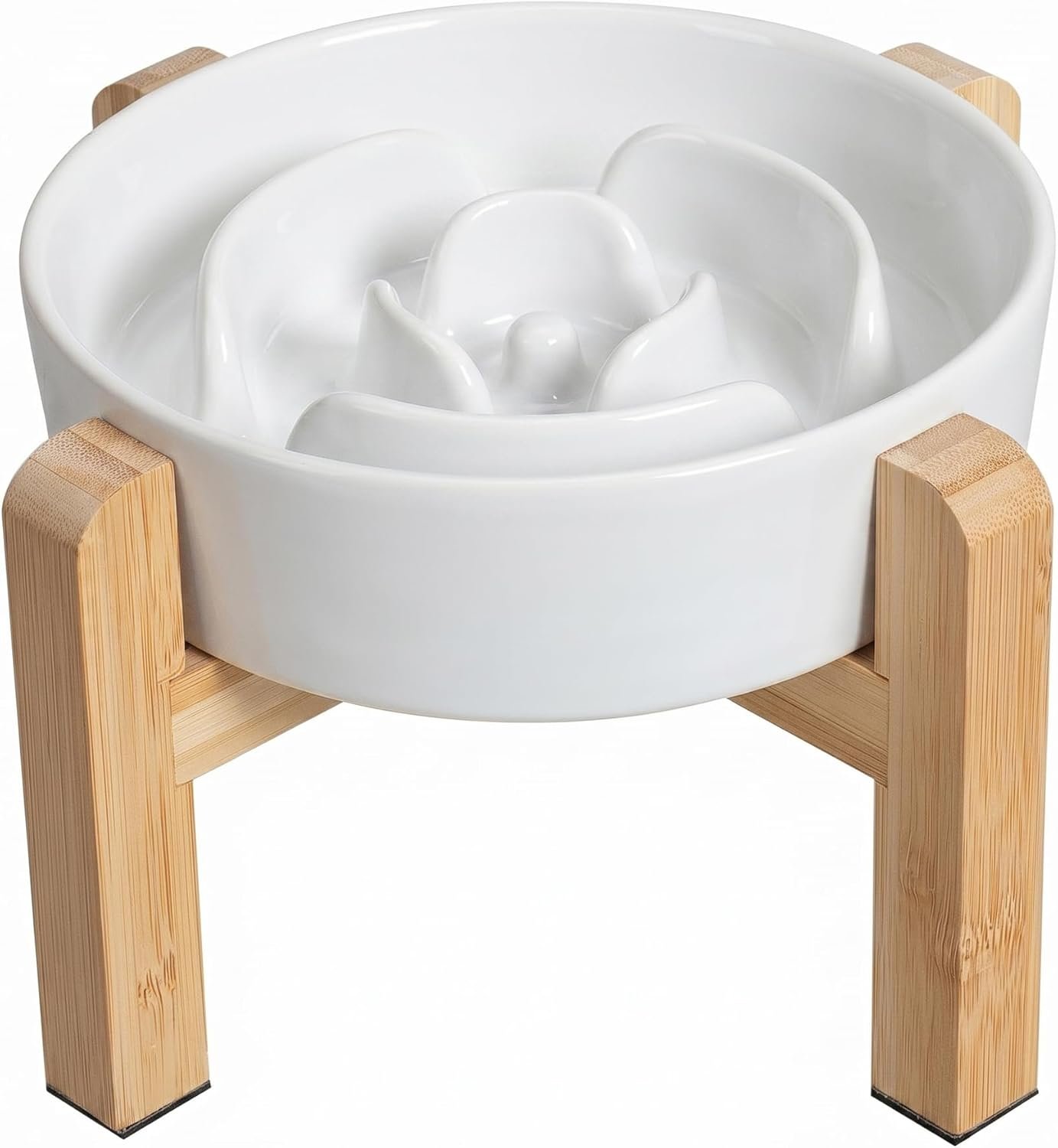 Elevated Slow Feeder Dog Bowl, 6.7″ Ceramic Maze Dog Bowl with Stand