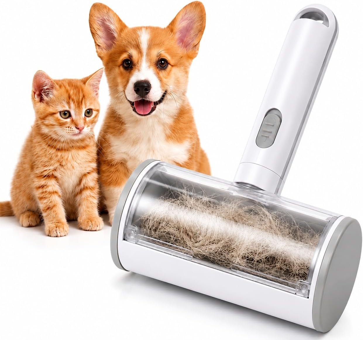 Pet Hair Remover Roller for Furniture and Couch – Reusable Two-Way Dog & Cat Fur Remover Tool – Self-Cleaning Multi-Surface Lint Roller for Carpet, Bedding and Car Interiors
