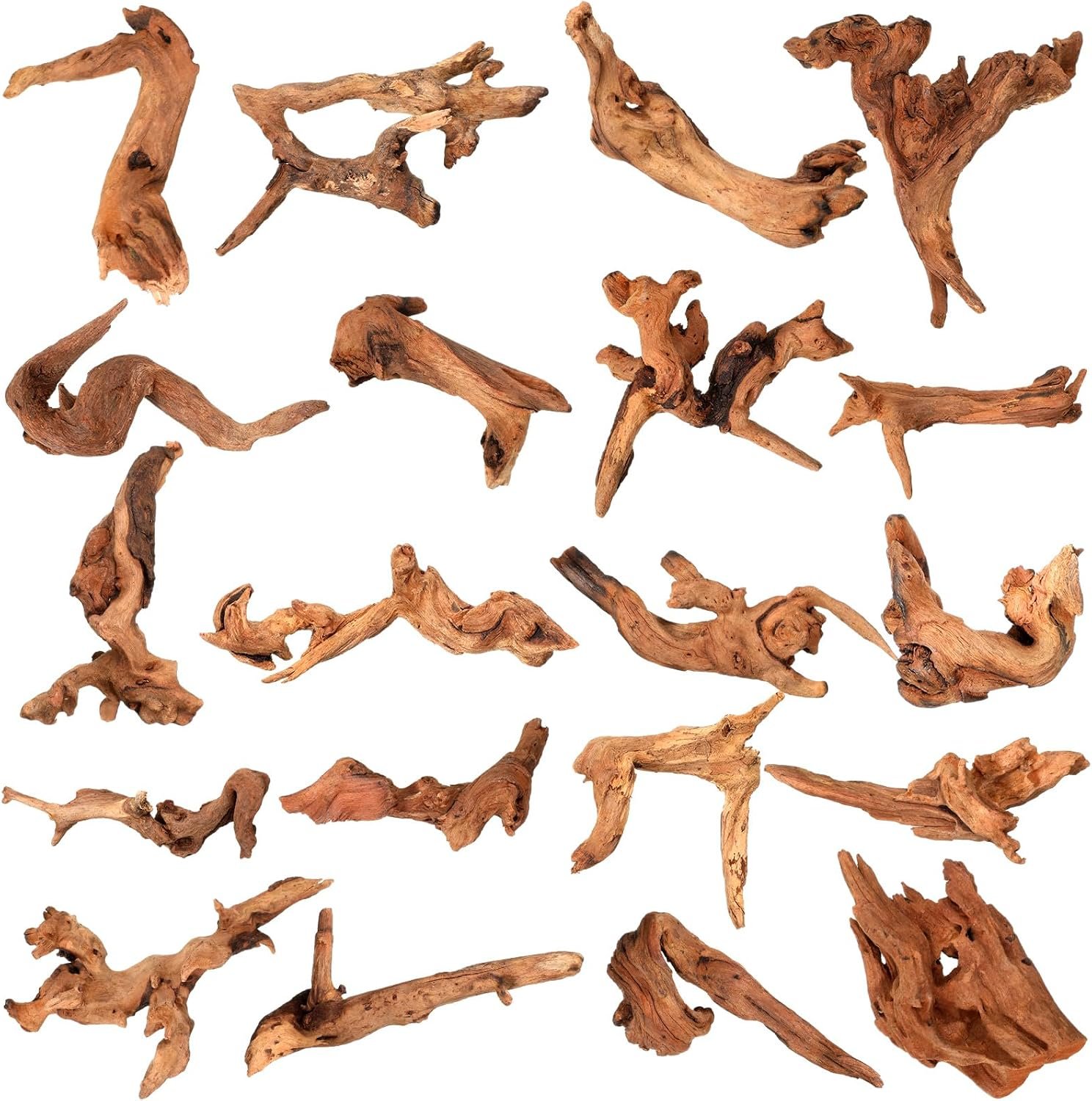 Suzile 20 Pcs Driftwood for Aquarium Fishtank Reptile Tank Craft Terrarium