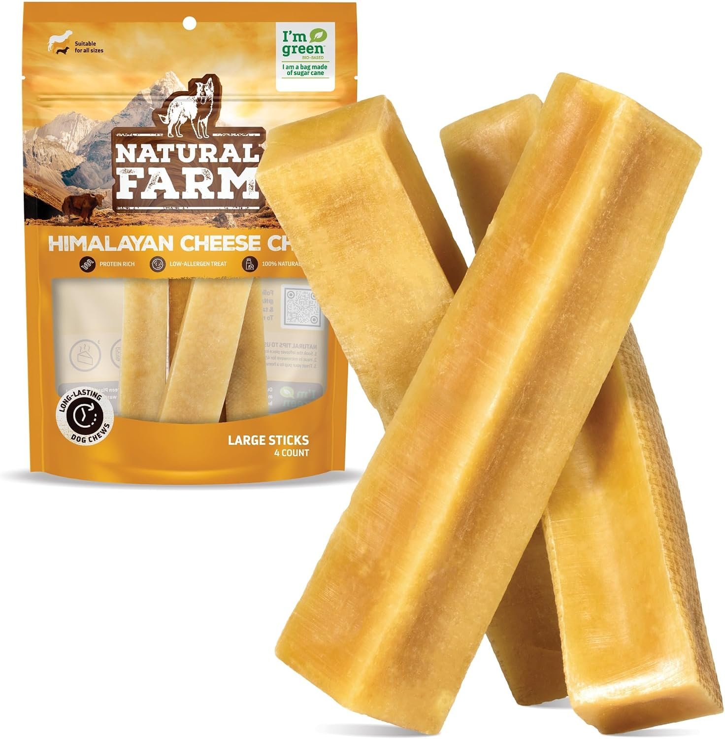 Natural Farm Yak Cheese Himalayan Dog Chews & Bones for Large Dogs