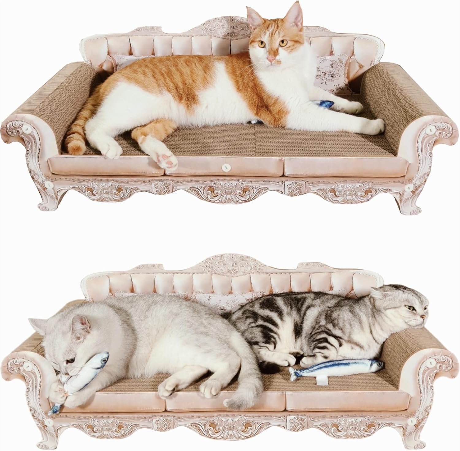 miwoowim 31.5″ Extra Large Cat Scratcher Sofa, Durable Cardboard Lounge Bed