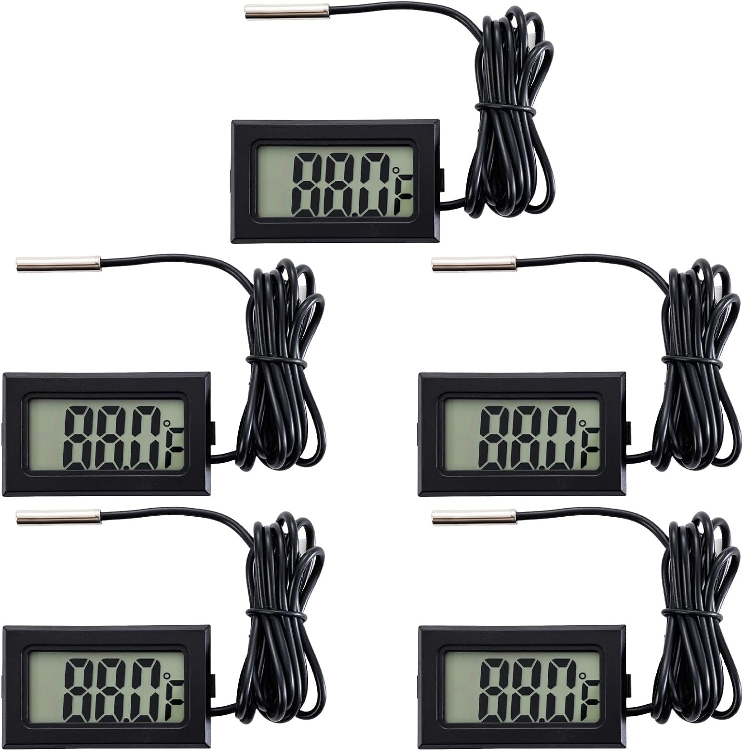 5-Pack Digital LCD Refrigerator Thermometer, Fahrenheit