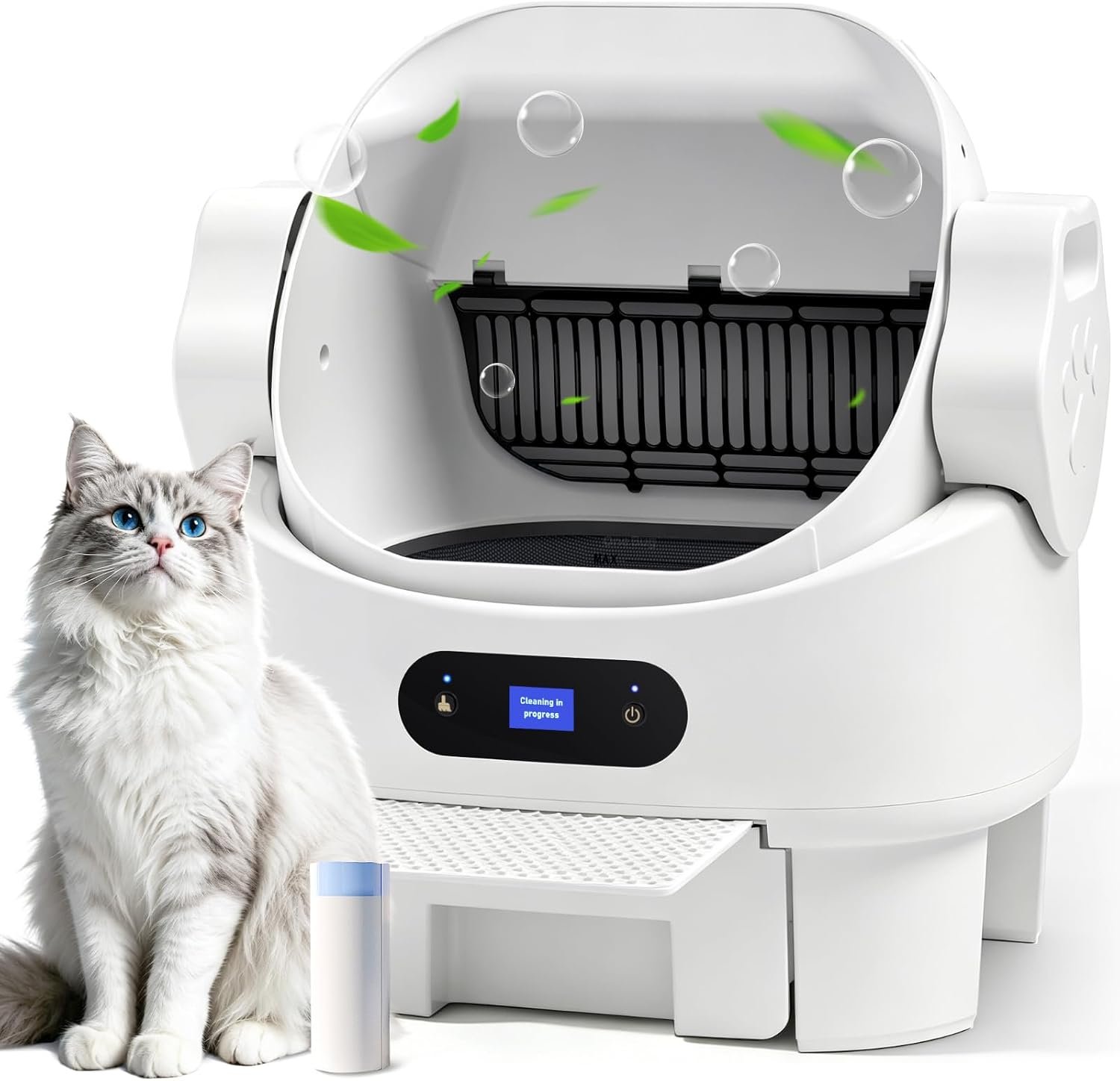 Self Cleaning Open Top Automatic Multiple Cat Litter Box, White