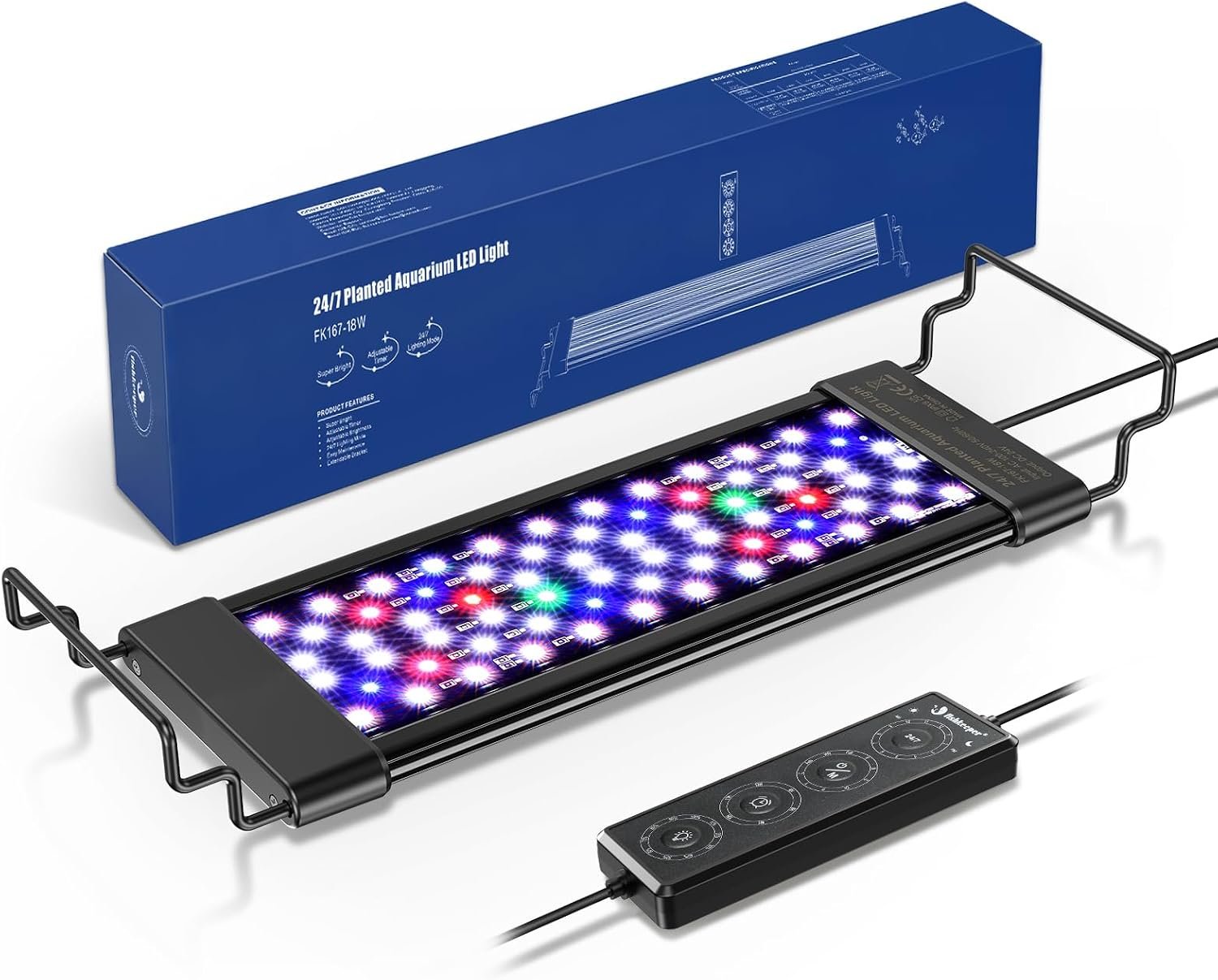 fishkeeper LED Aquarium Light with 24/7 Mode, Super‑Bright 72 LED in 6 Rows