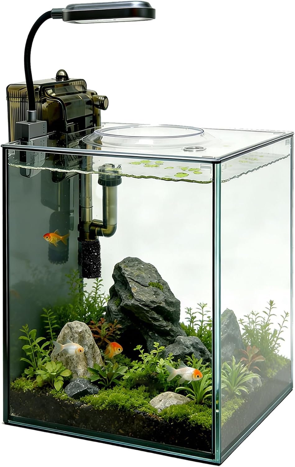 Nano Aquarium Kit, 2.1 Gallon Rimless Glass Fish Tank