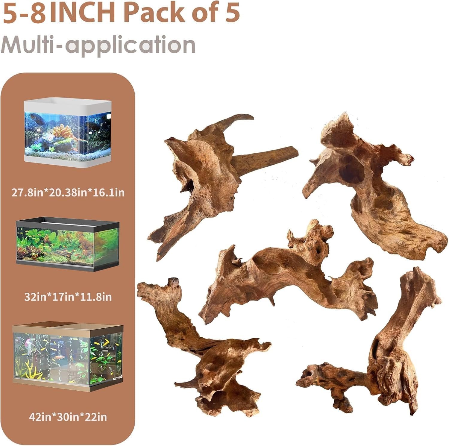 Jorewood Natural Small Aquarium Driftwood for Fish Tank Reptile Decor