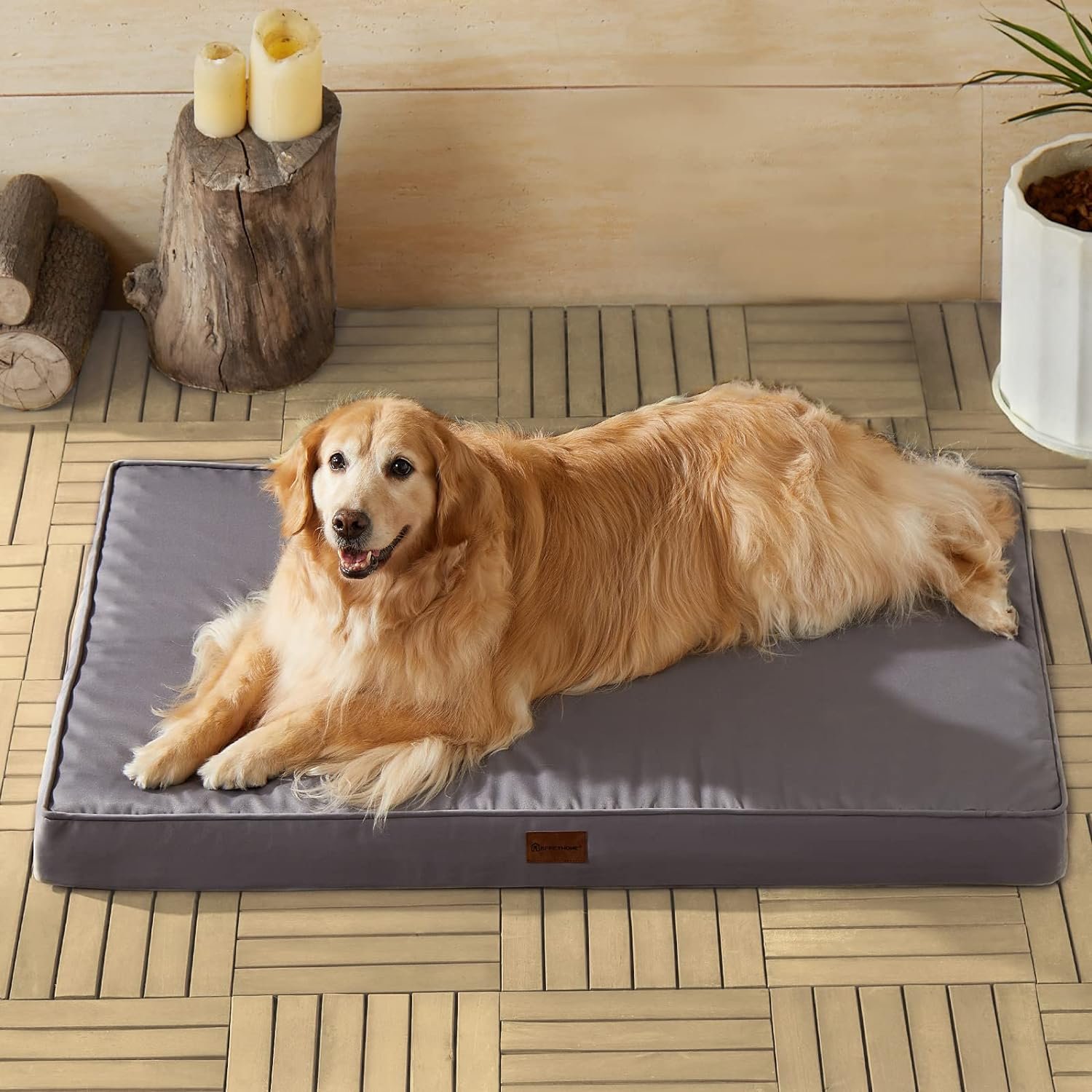 BFPETHOME Outdoor Waterproof Dog Bed for Large Dogs, Washable Cover, 36″