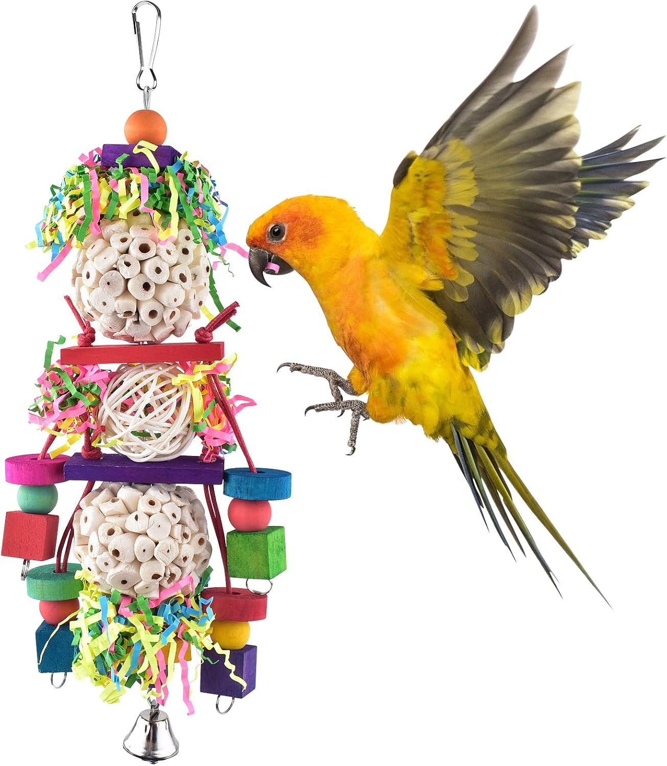 Bissap Foraging Shredder Bird Toy, Hanging Toys for Small Medium Parrot