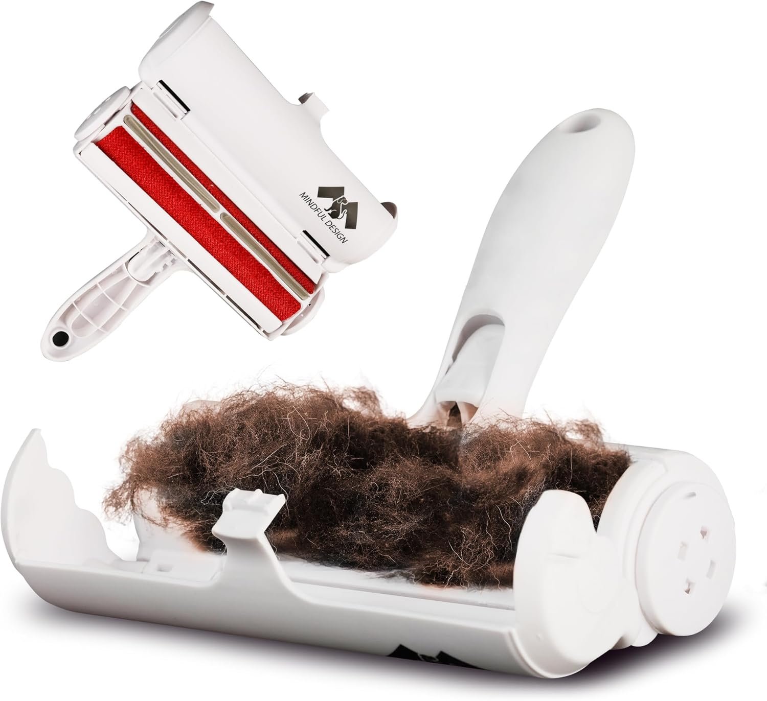 Mindful Design Roller Pet Hair Remover and Reusable Lint Roller – Cat and Dog Hair Remover for Furniture, Couch, Carpet, Clothing and Bedding – Portable, Multi-Surface Fur Removal Tool