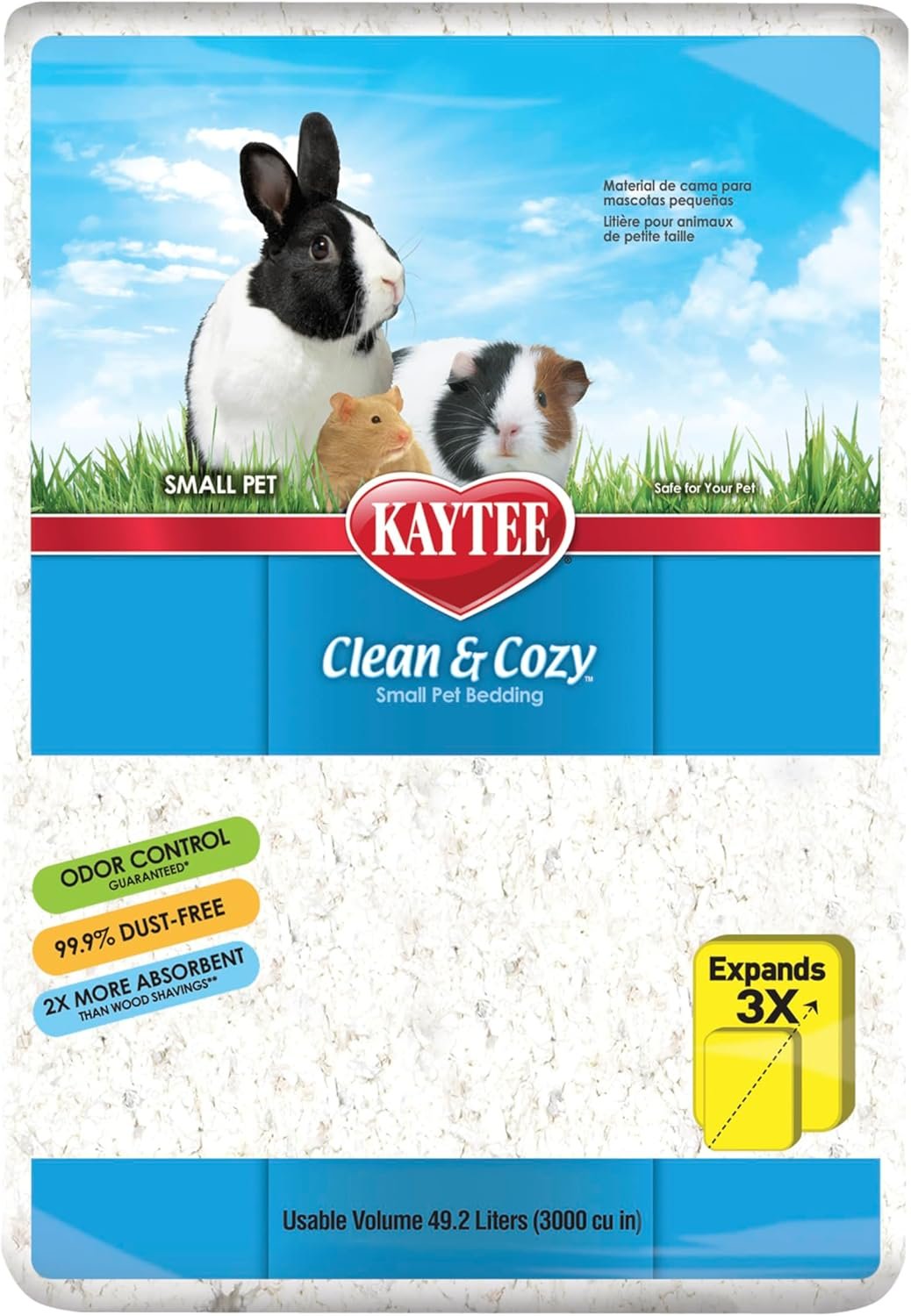 Kaytee Clean & Cozy Paper Bedding for Small Animals, White, 49.2 Liters