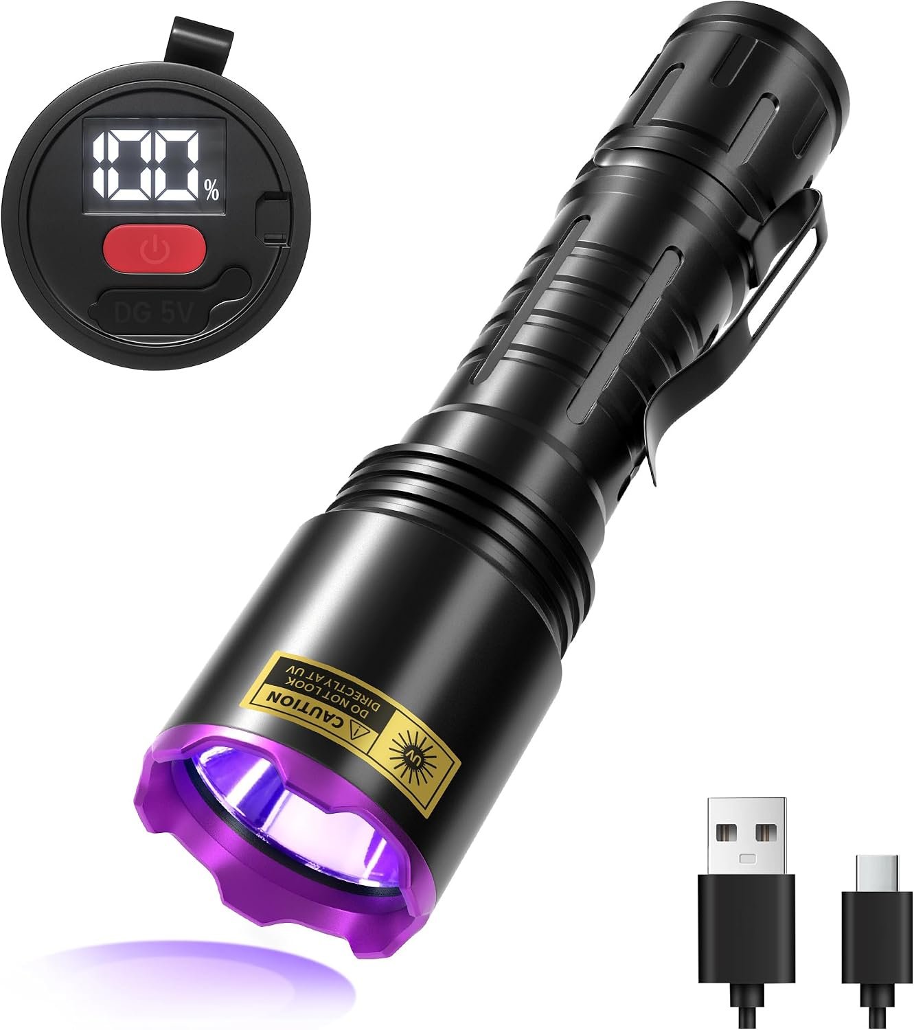 395nm UV Flashlight Black Light, Rechargeable Blacklight Flashlight