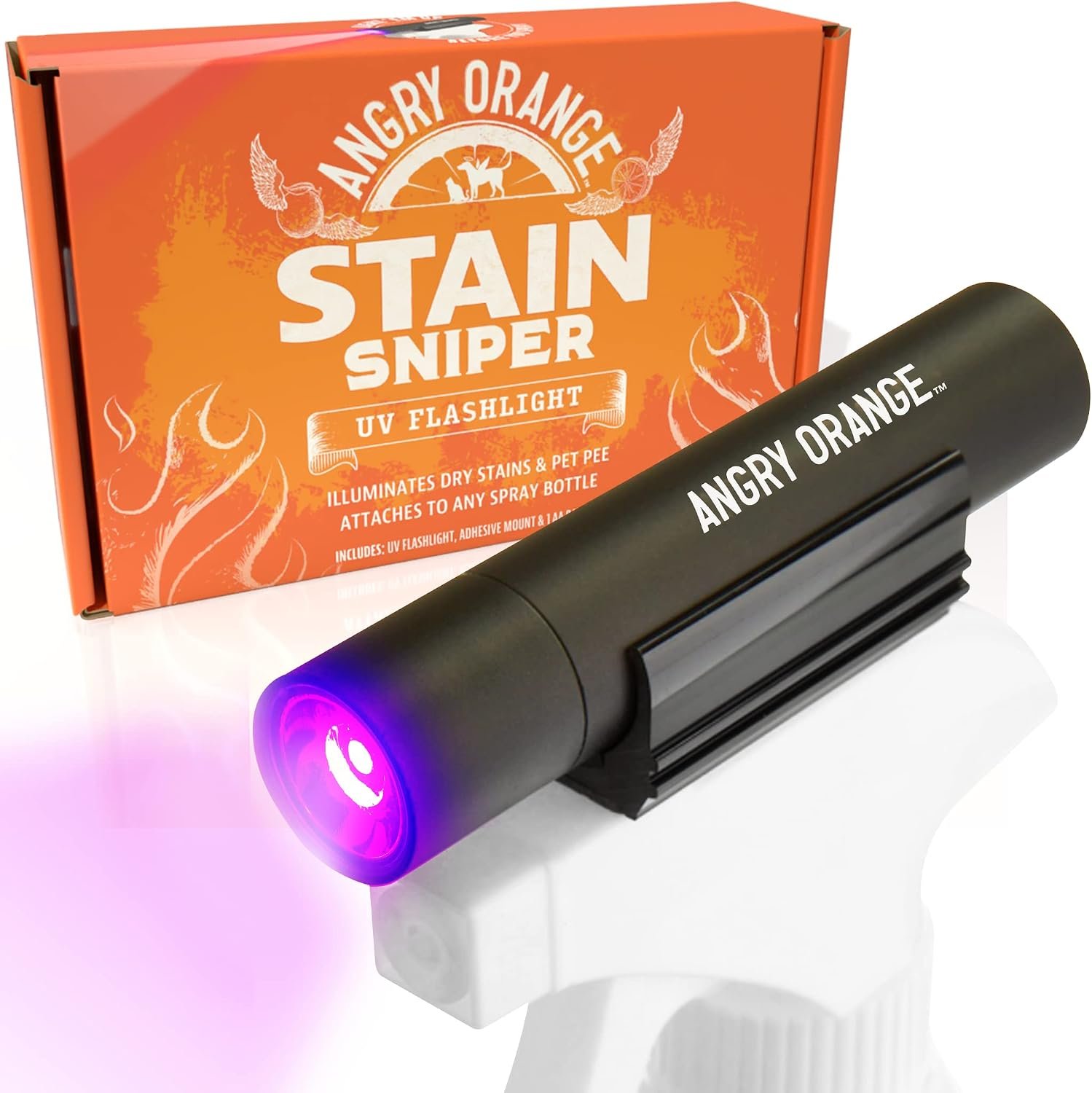 Angry Orange UV Flashlight – Portable LED Black Light for Pet Urine Detection, Dog/Cat Urine Detector for Dry Stains and Bed Bug, Matching with Pet Odor Eliminator