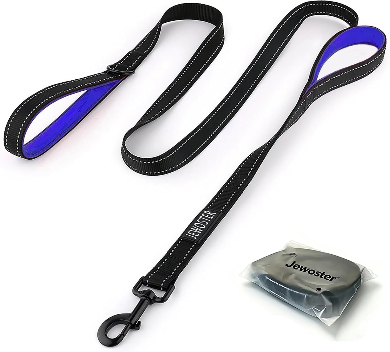 Dog Leash Heavy Duty – 2 Handles by Padded Traffic Handle for Extra Control, 6foot Long – Perfect for Medium to Large Dogs (6 ft, Black Blue)