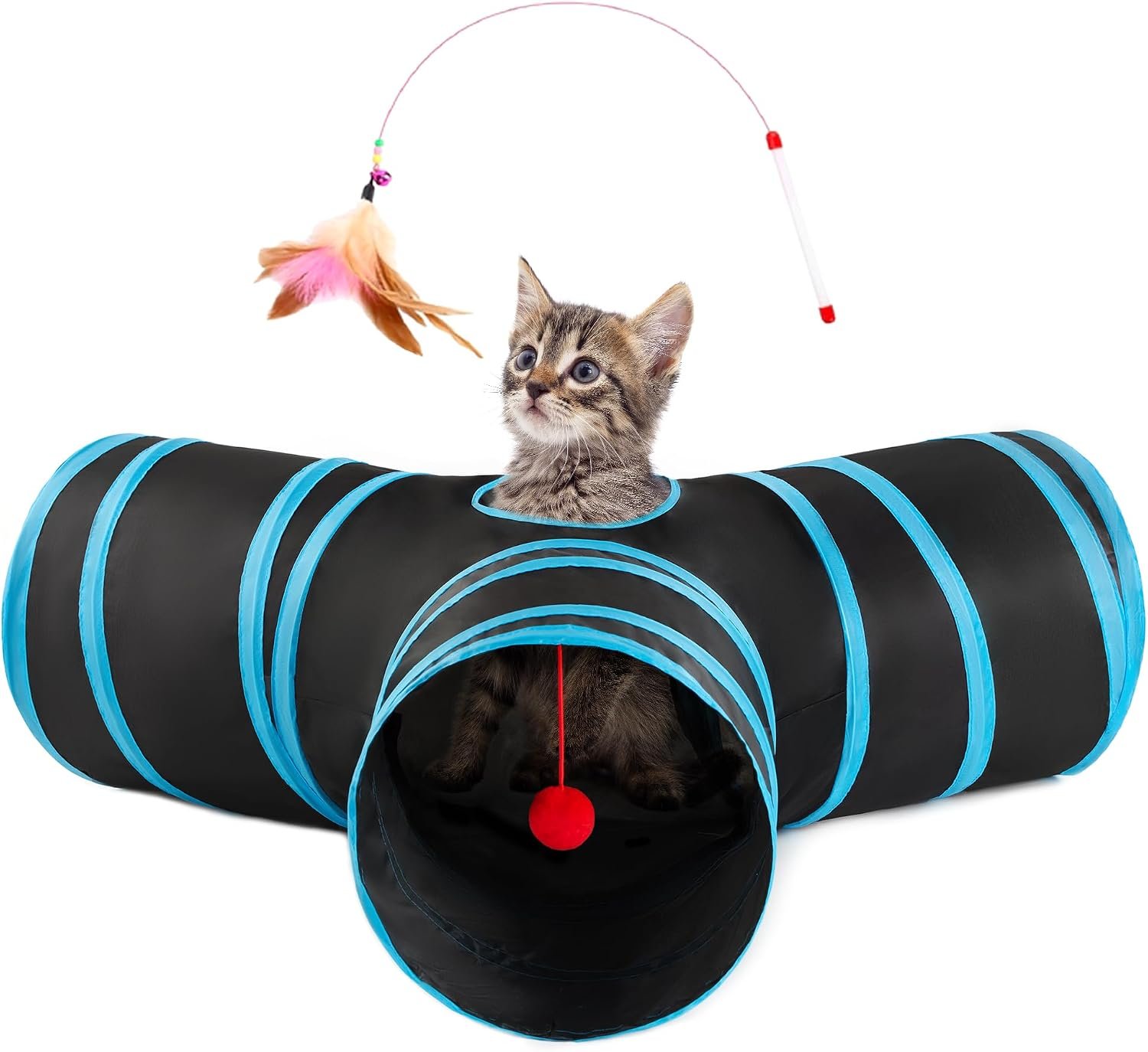 Love’s cabin Cat Tunnel for Indoor Cats, 3-Way Collapsible Play Tunnel