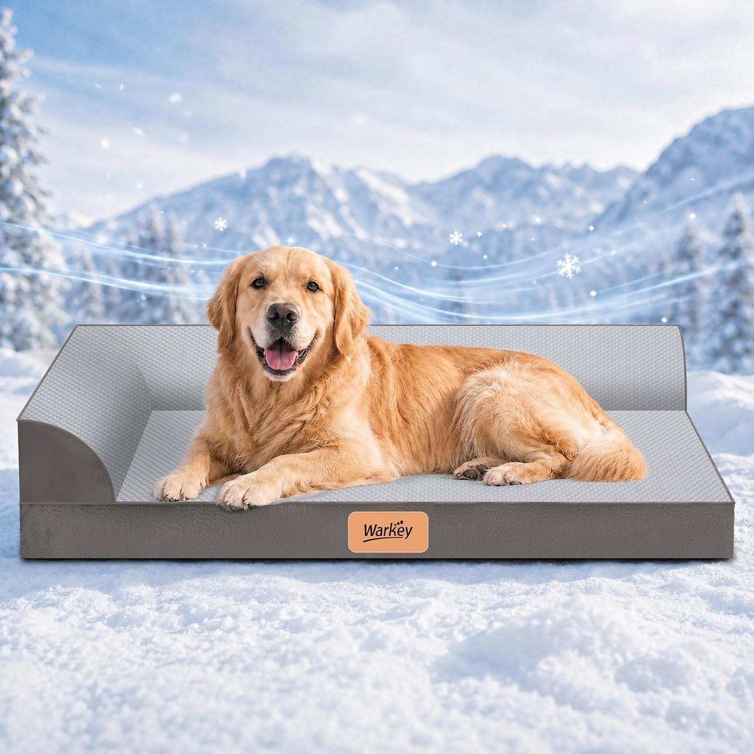 Cooling Orthopedic Dog Bed for Large Dogs, Memory Foam Pet Bed with Removable Washable Cover & Non-Slip Bottom, Comfortable Dog Couch Bed for Golden Retriever, Size: 40″*31.9 * 8.1″