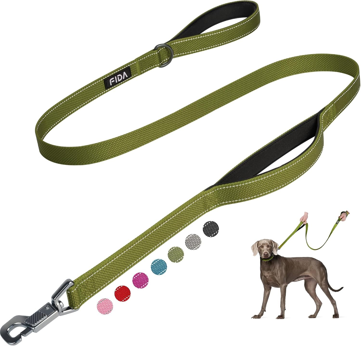 Fida Heavy Duty Dog Leash for Medium Large Dogs, 5 FT, Dual Padded Handles