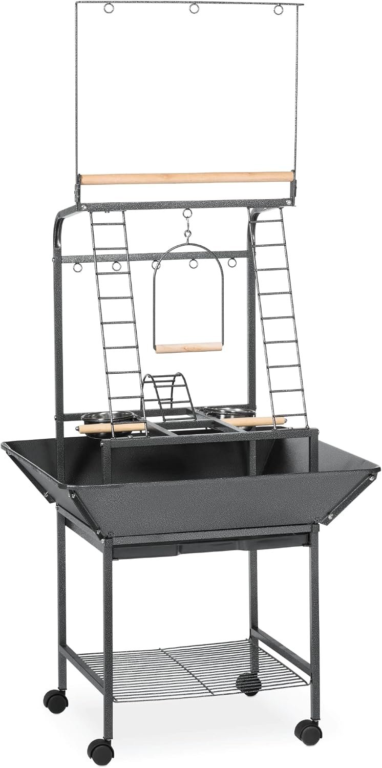 Prevue Pet Products Parrot Play Stand with Wheels – Black