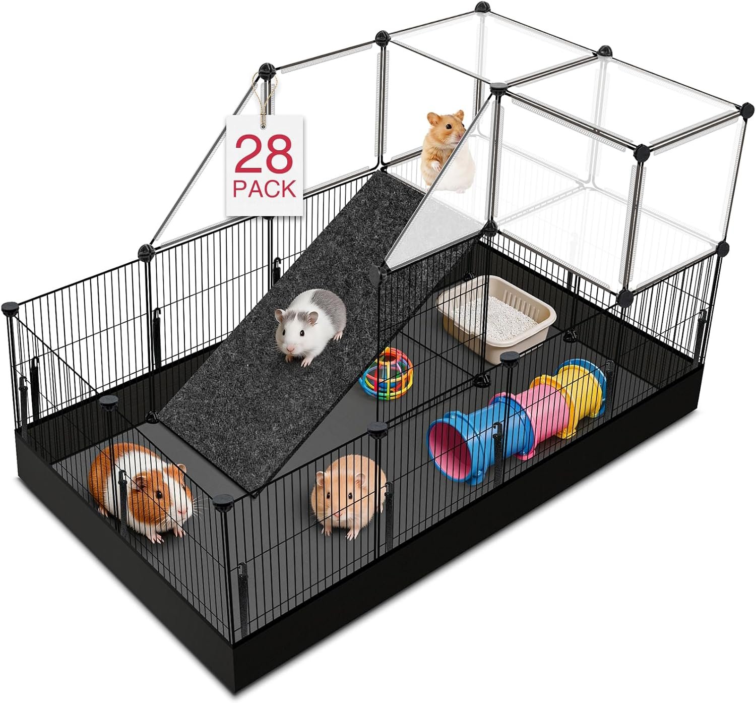 VISCOO 28 Panels Guinea Pig Cages, 48″ x 24″ x 28″ Small Animal Playpen