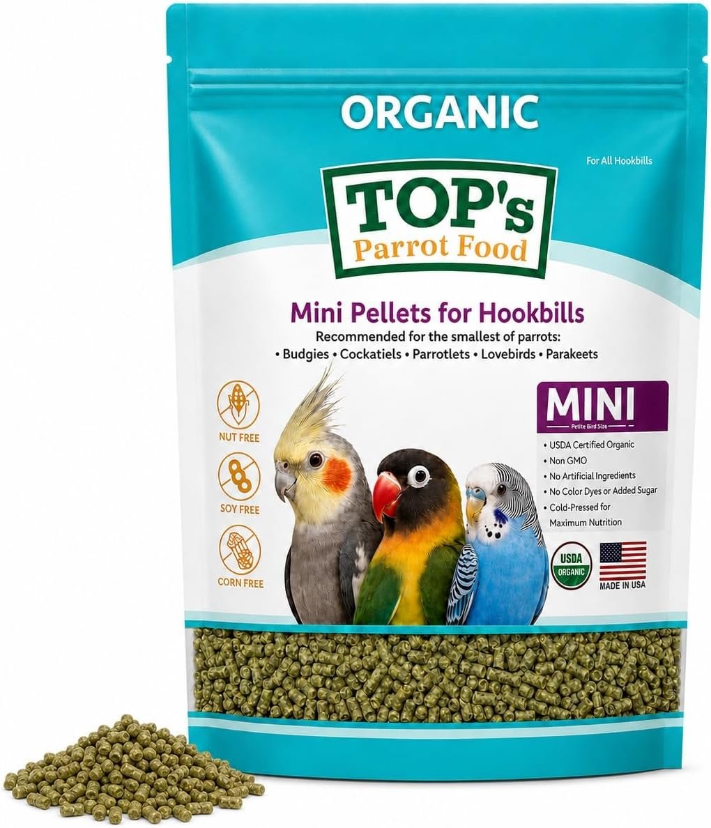 TOP’s Mini Parrot Pellets 4 lb, USDA Organic Certified, Non-GMO Bird Food