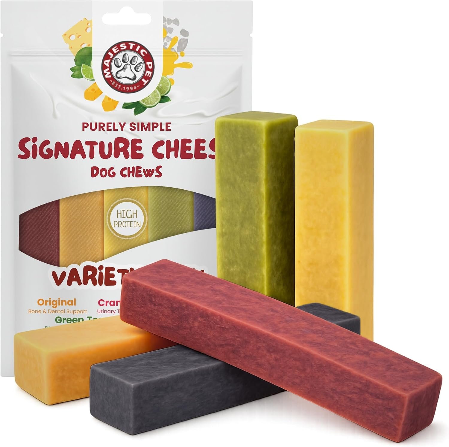 Majestic Pet Himalayan All-Natural Cheese Dog Chews – Long Lasting Dental Chew for Dogs – Healthy Pet Treats with Beneficial Ingredients (Variety Pack, Large, 5 Pack)