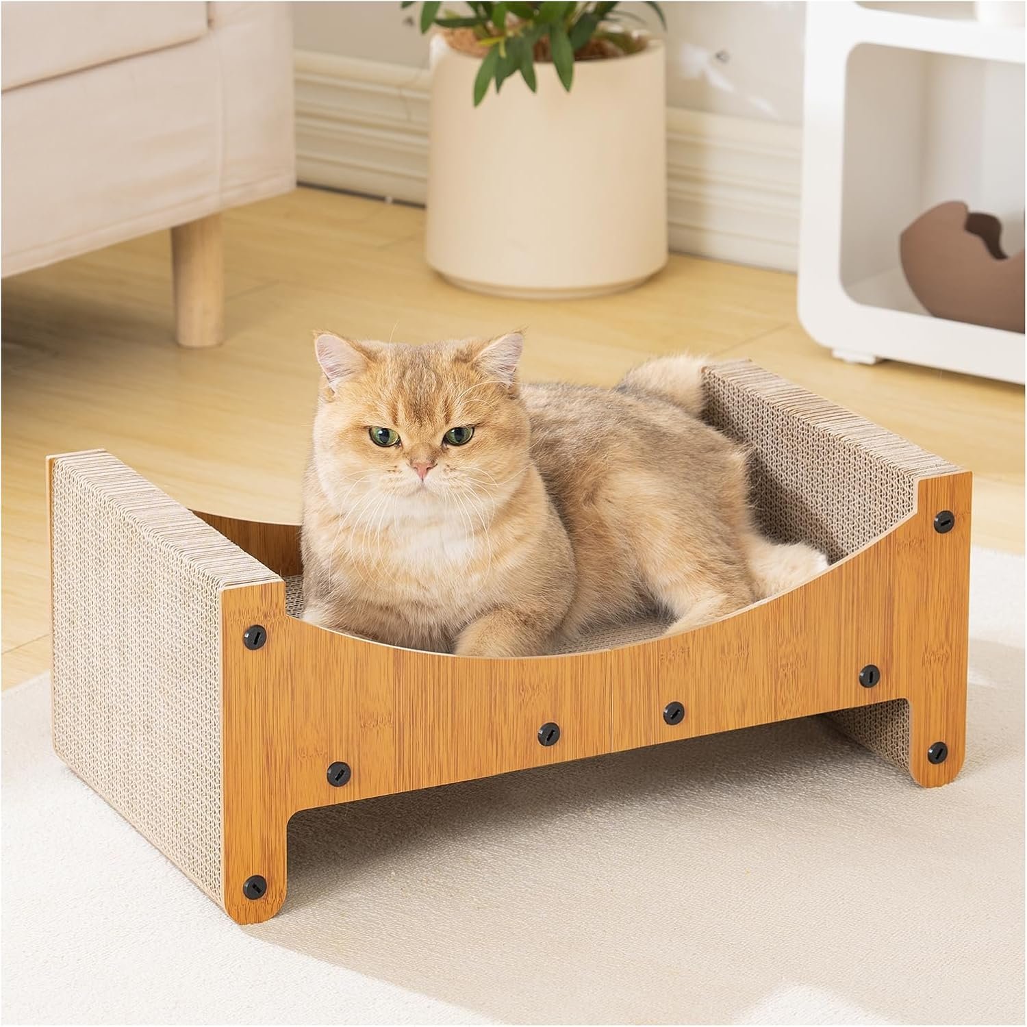 Avont Cat Scratcher Lounge, 3-in-1 Reversible Cardboard Scratching Bed,