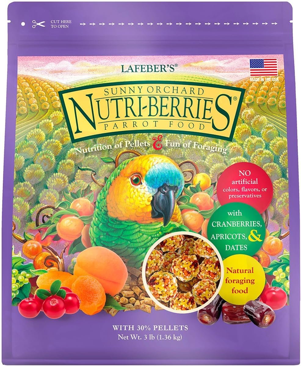 LAFEBER’S Sunny Orchard Nutri-Berries Pet Bird Food, Made with Non-GMO and Human-Grade Ingredients, for Parrots, 3 lb