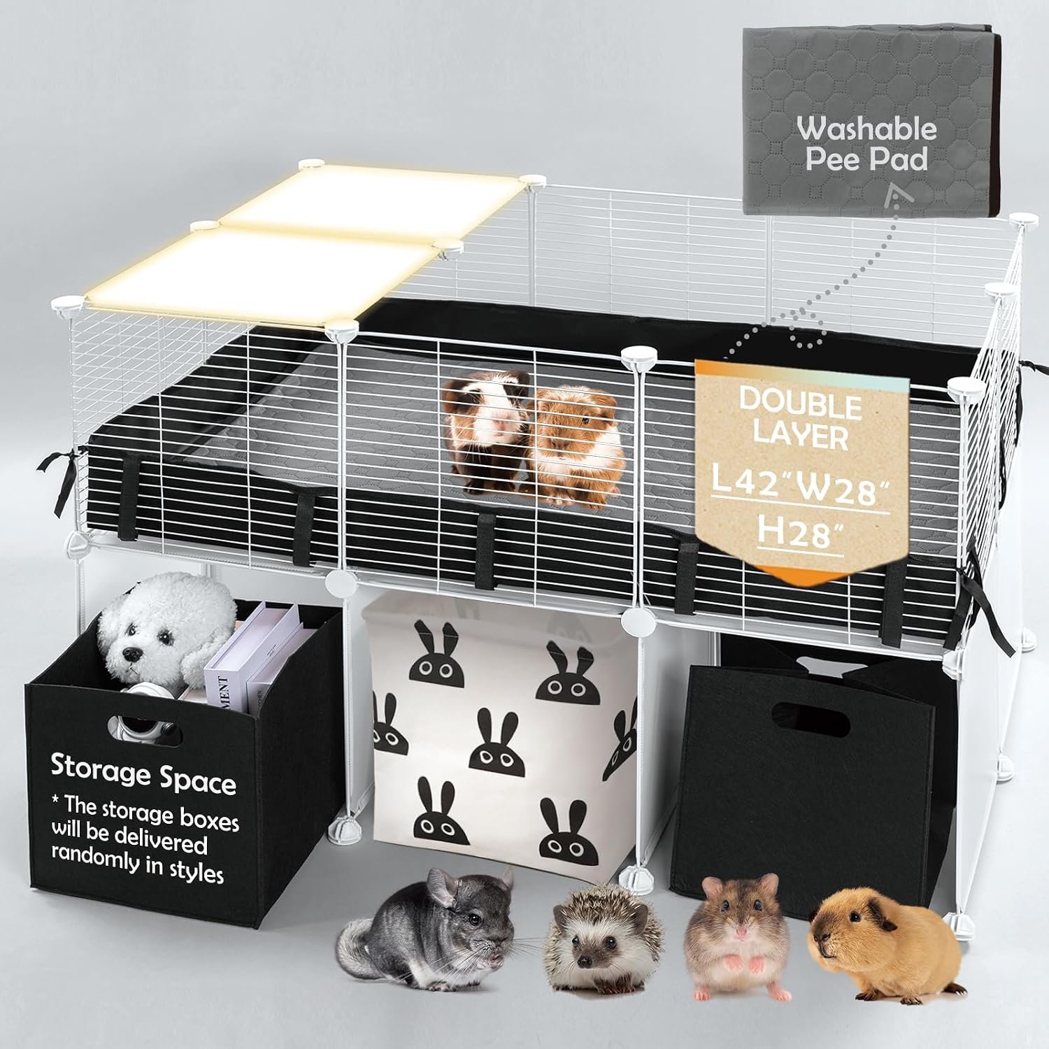 MEEXPAWS Guinea Pig Cages Small Animal Playpen Large 42″ L x 28″ W x 28″ H