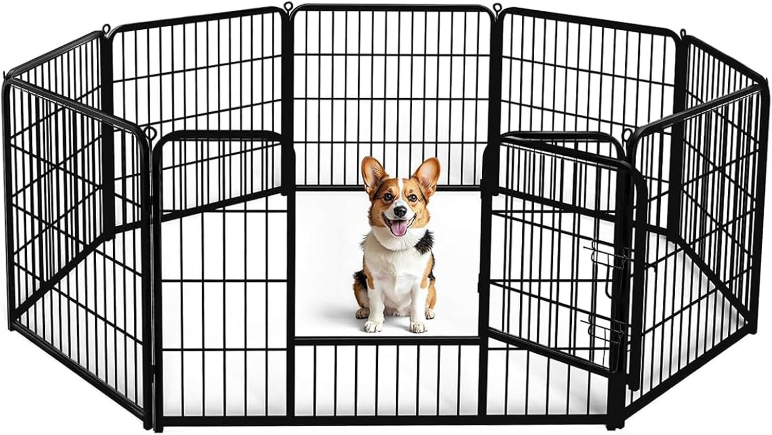 DUMOS Dog Playpen 32 Inch 8 Panels Indoor Outdoor Metal Pet Fence
