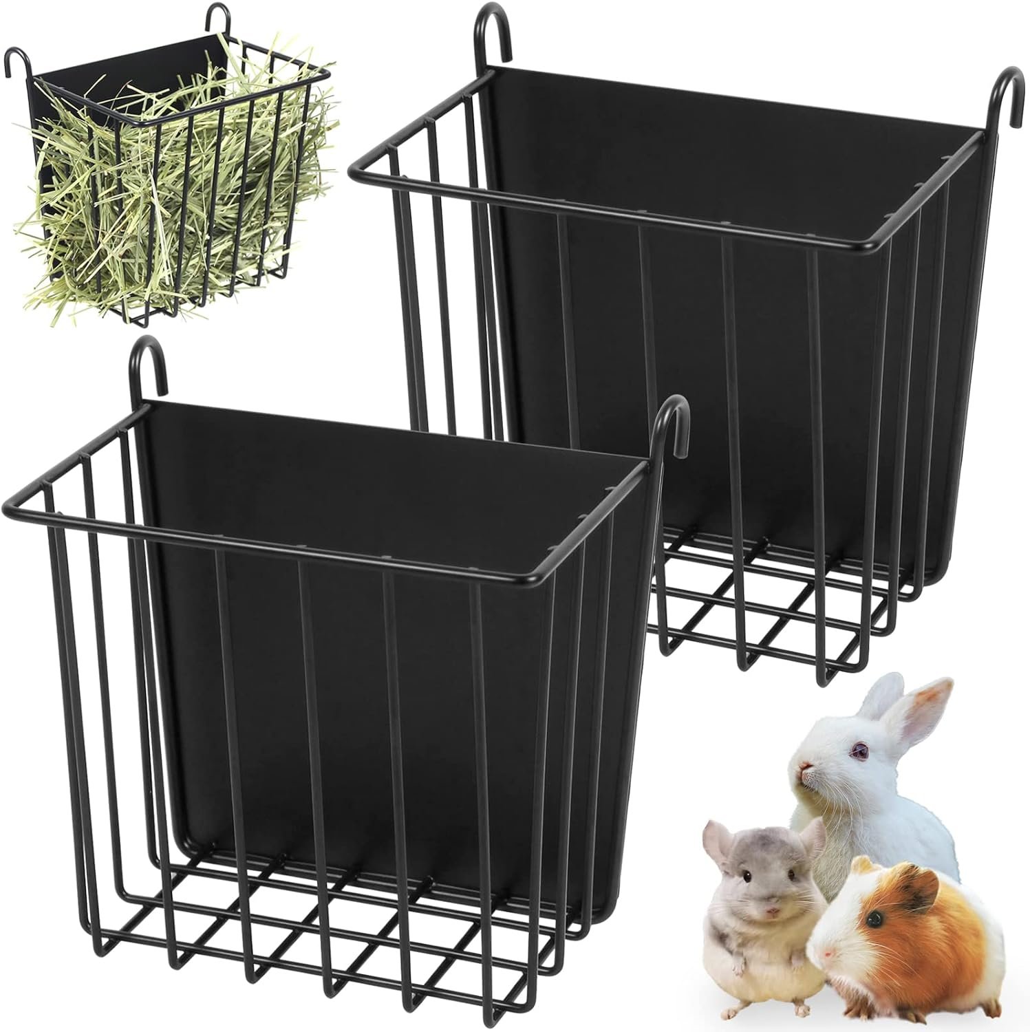 2PCS Rabbit Hay Feeder Guinea Pig Hay Feeder with Heavy-Duty Metal Frame Rabbit Hay Holder for Cage – Bunny Hay Feeder,for Rabbits Guinea Pigs Bunny Chinchillas