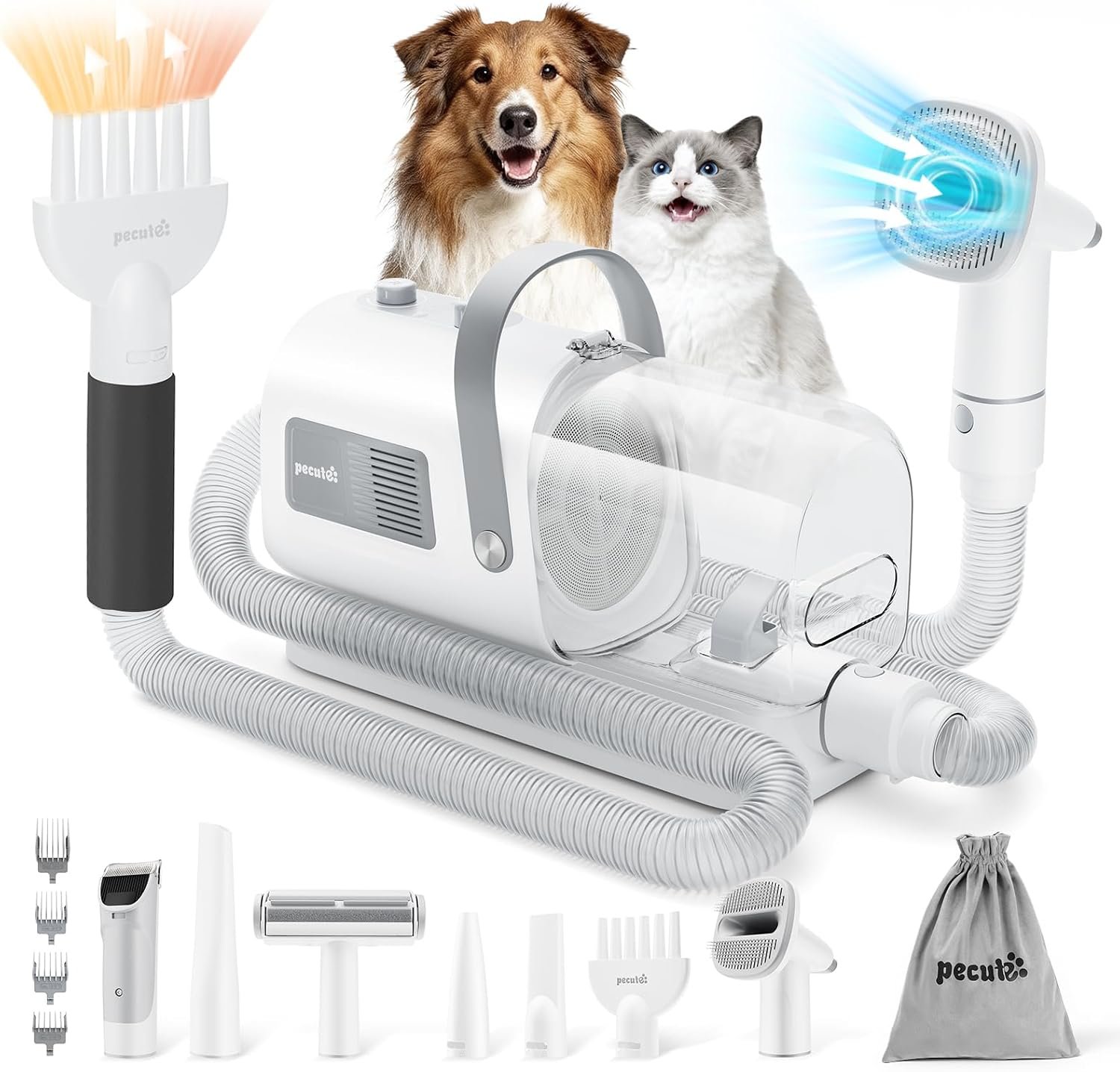 Pecute 7-in-1 Dog Grooming Vacuum & Dryer for Heavy Shedding