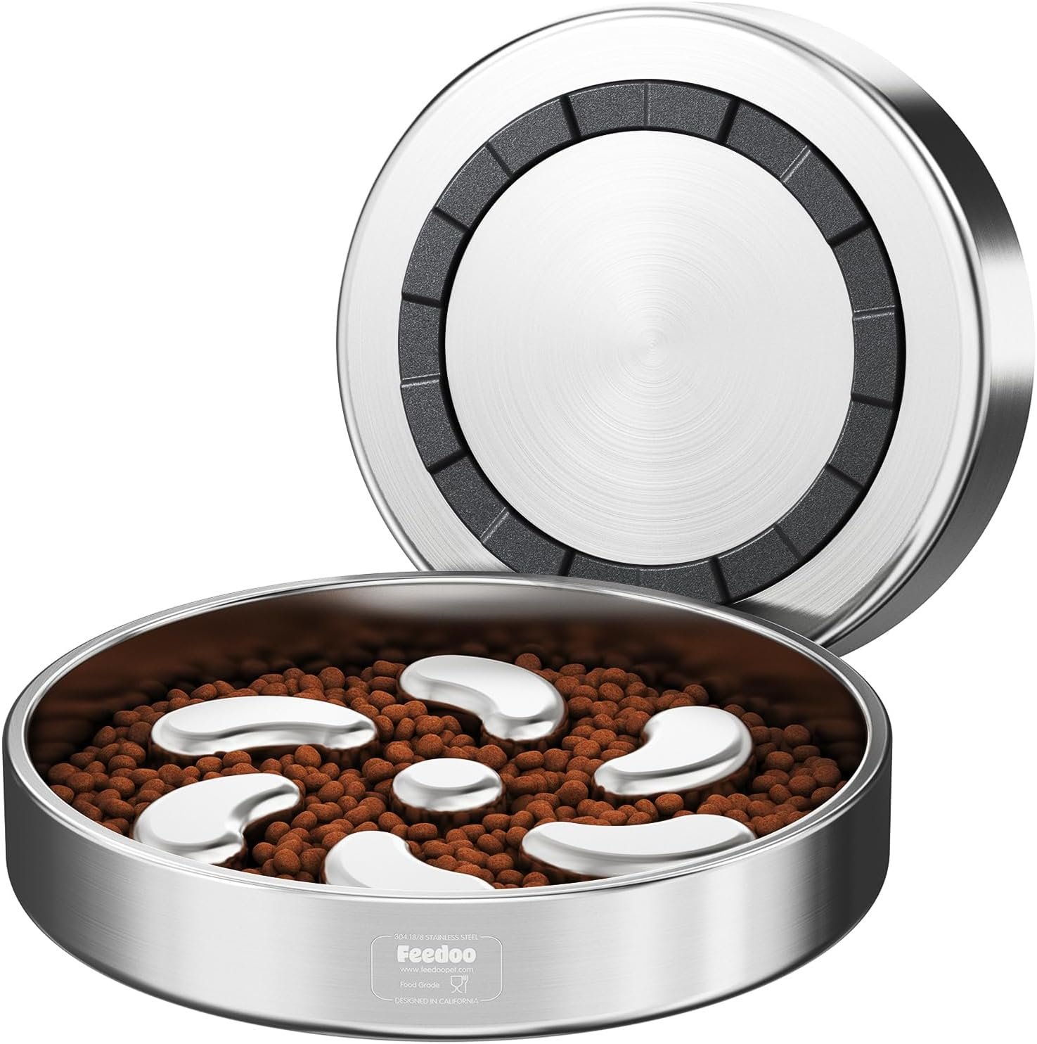 Feedoo Slow Feeder Dog Bowl-3Cups for Large Breeds, Double Wall Food-Grade Stainless Steel, Heavy Duty with Non-Slip Rubber Base, Puzzle Maze Bowl to Slow Down Eating