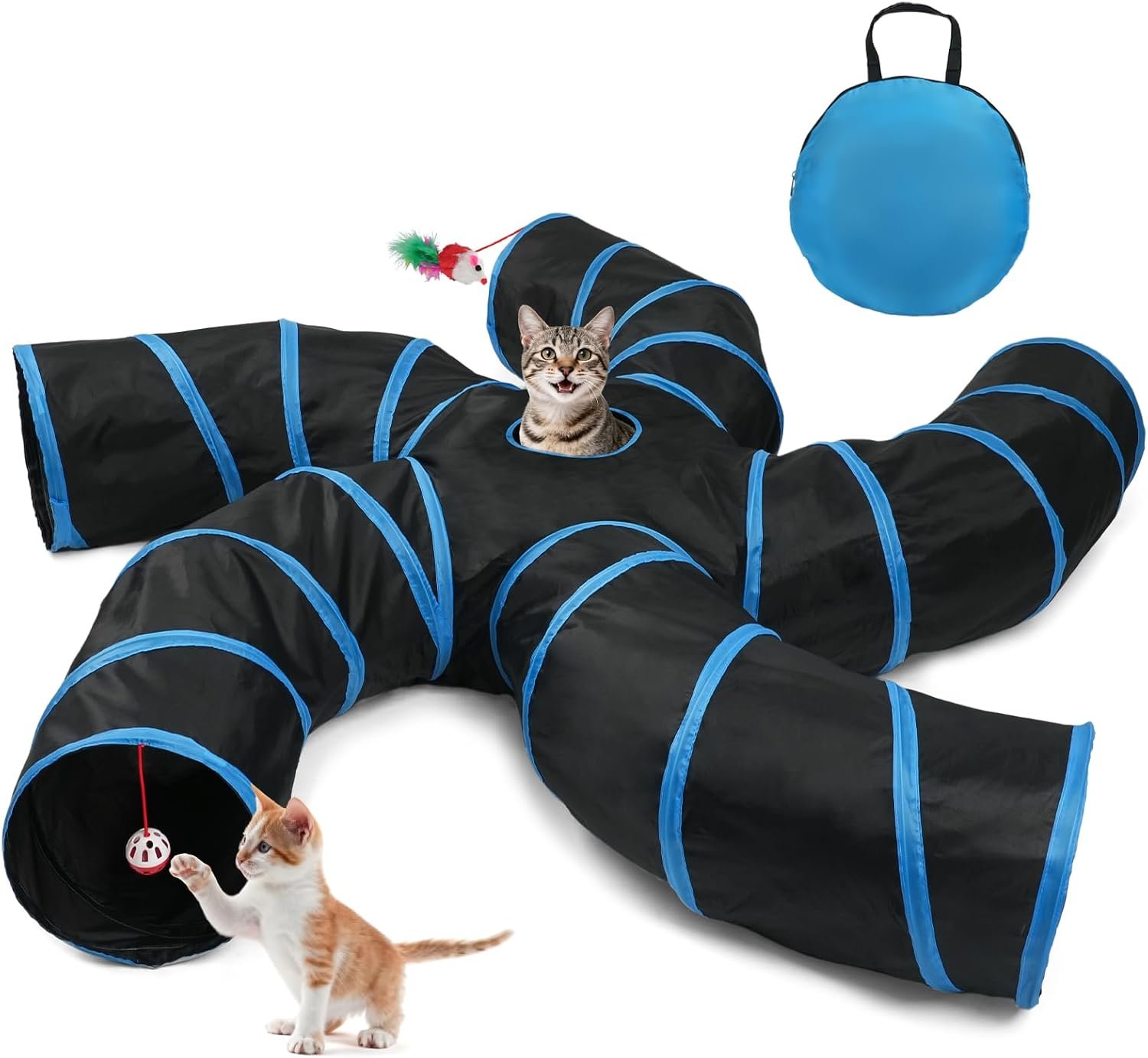 Joytale Cat Tunnel for Multiple Cats, 5-Way Indoor Tube Toy to Chase & Hide