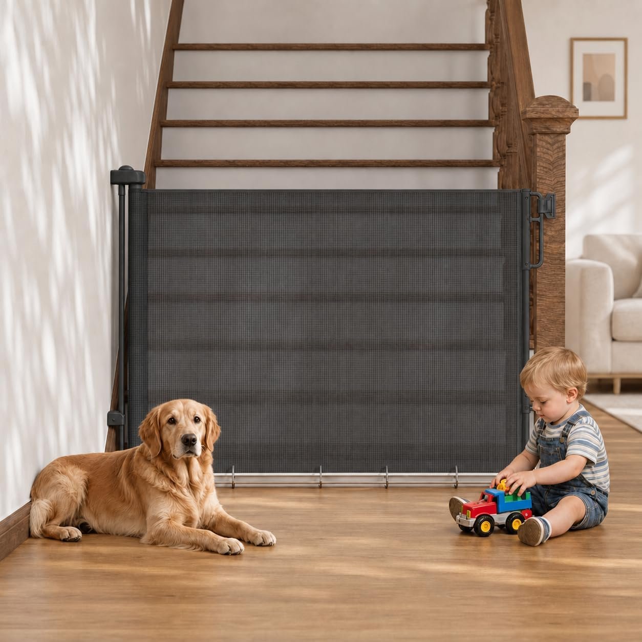 Cumbor 37-55″ Retractable Baby Gates for Stairs & Doorways, Black