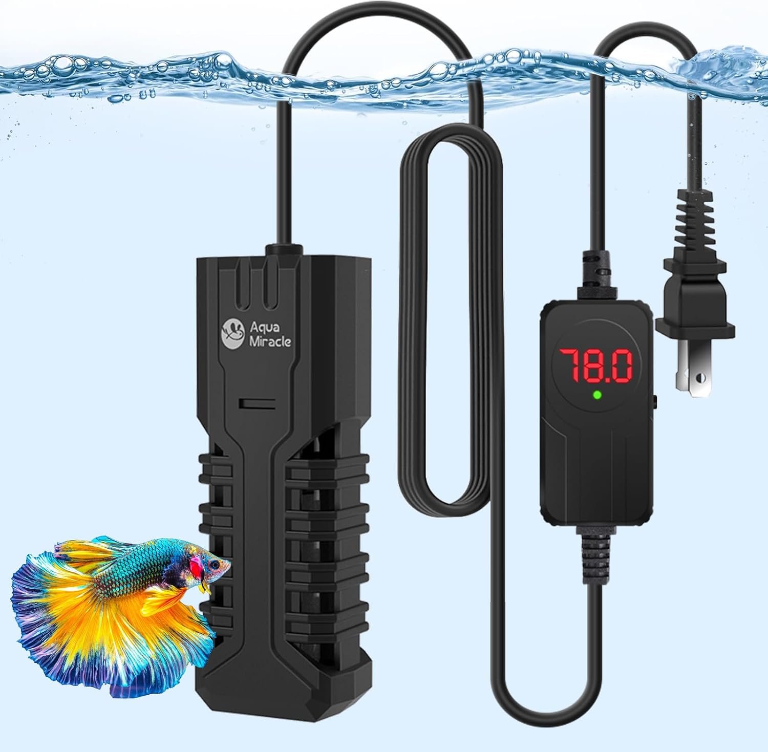 AquaMiracle 50W Aquarium Heater with Dry-Run & Over-Temp Protection