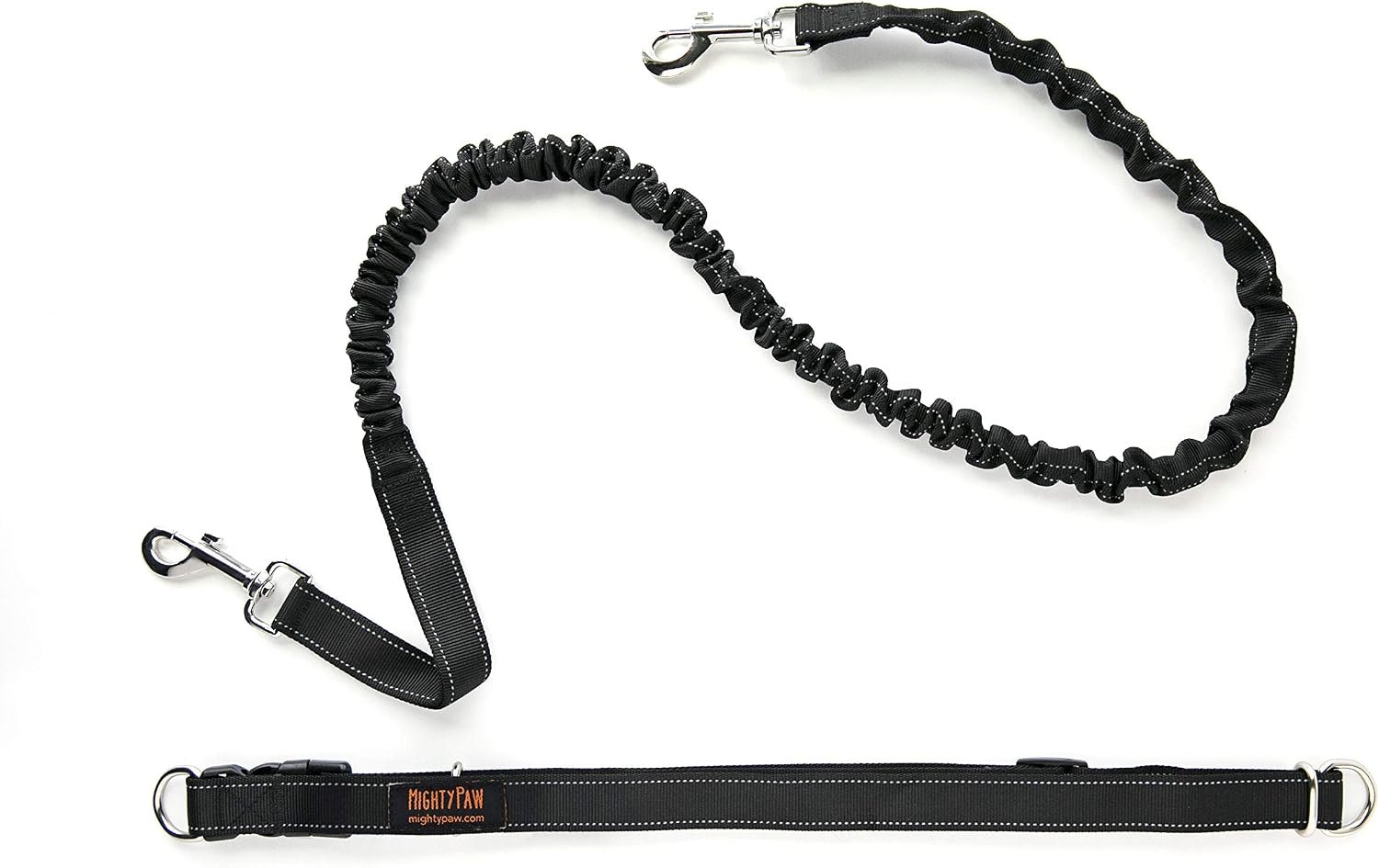 Mighty Paw Hands Free Dog Leash | Bungee Waist Leash for Dog Walking. Pet Running Hands Free Tether for Large, Medium & Small Breeds. Pet Waist Belt (36″ – 48″) Up to 150 lbs – Black