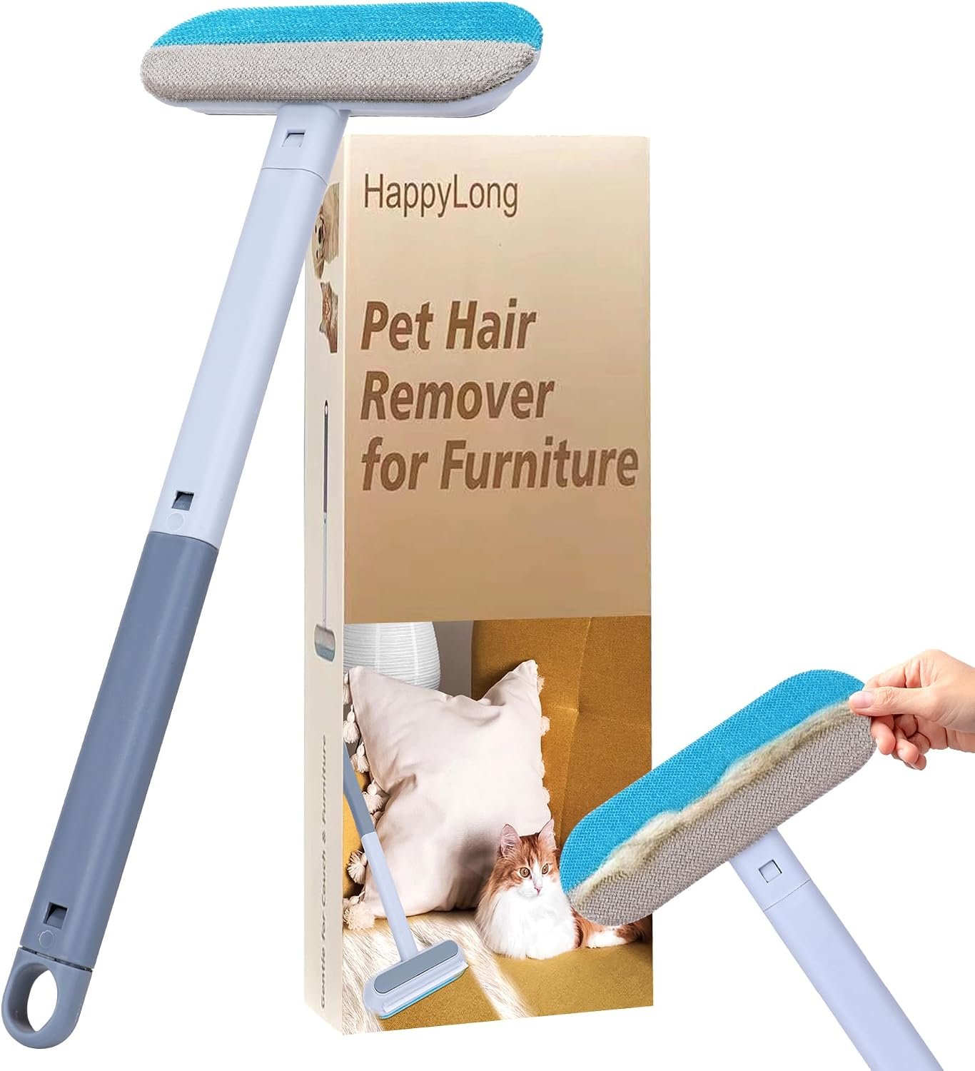 Pet Hair Remover for Furniture-17.3″ Reusable Lint Brush for Dog & Cat Hair