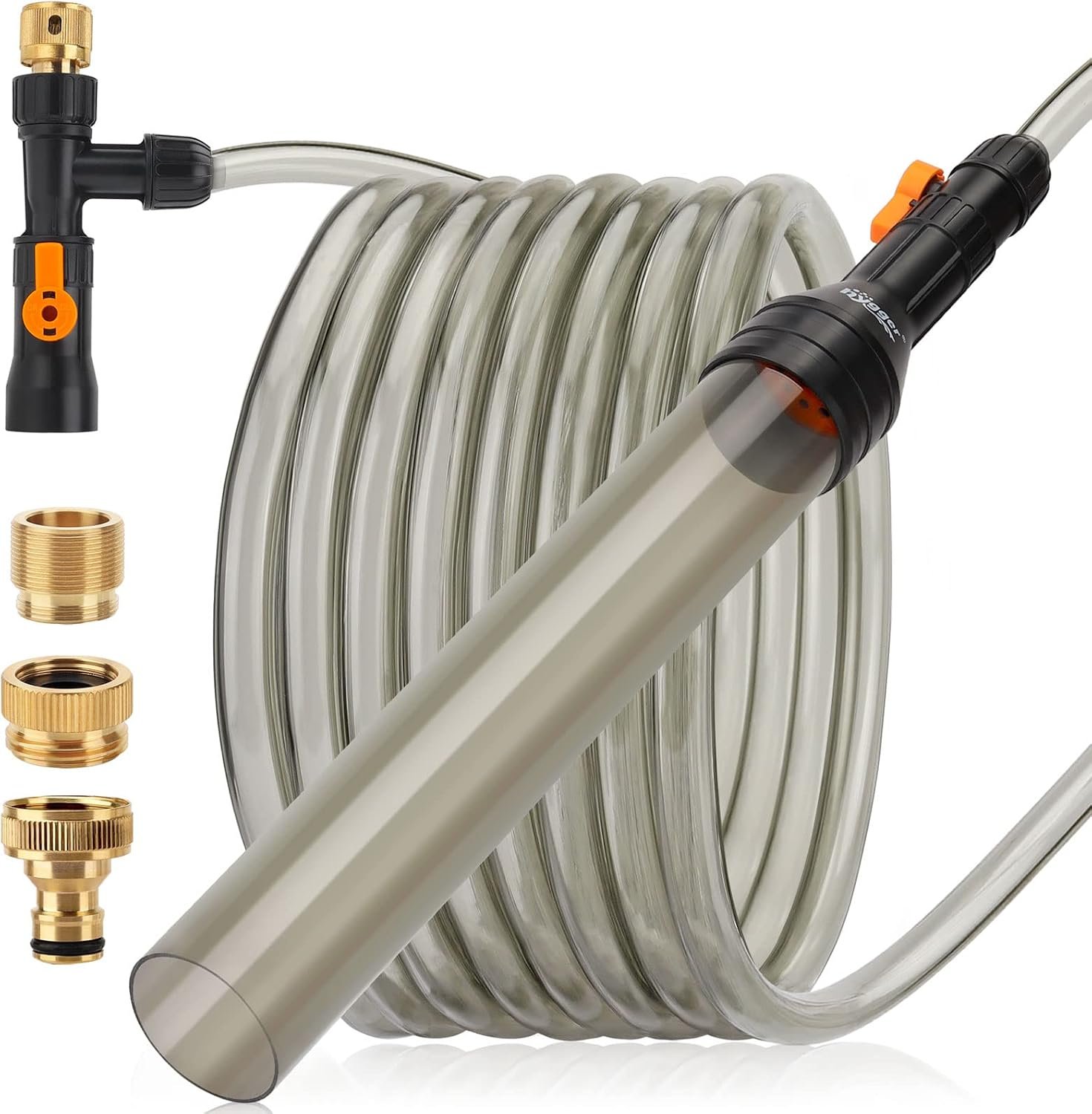 hygger Upgrade Aquarium Water Changer Kit, Semi-Automatic Fish Tank Gravel Cleaner, with 25 FT Water Hose, Flow Control Valve