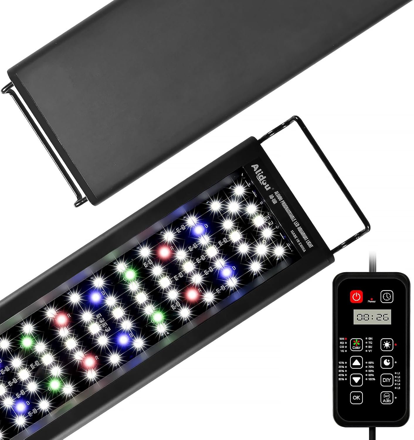 Advanced 7-Row LED Aquarium Light, Easy Setup Controller, Auto On Off Full Spectrum Fish Tank Light, 24/7 Lighting Cycle, 8 Colors, 10 Level Dimming, 32W for 24″-30″ Freshwater Planted Tank