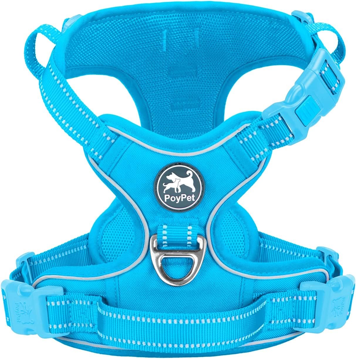 PoyPet No Pull Dog Harness, Reflective Vest with 2 Leash Clips & Handle