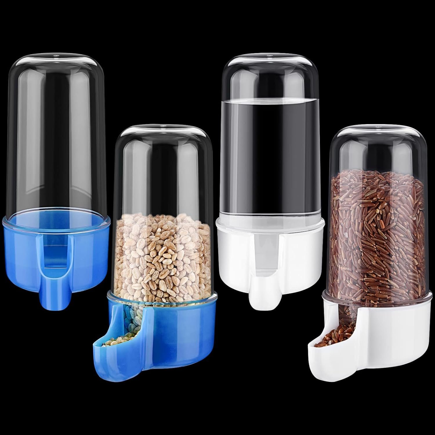 Weewooday 4 Pcs Bird Water Feeder Cage, Classic Style, Blue, White, 200 ml