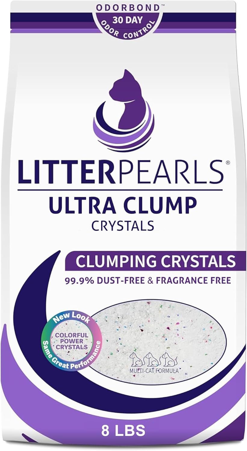 Litter Pearls Ultra Clump Unscented Crystal Clumping Cat Litter 8lb,White and Clear Crystals,10580