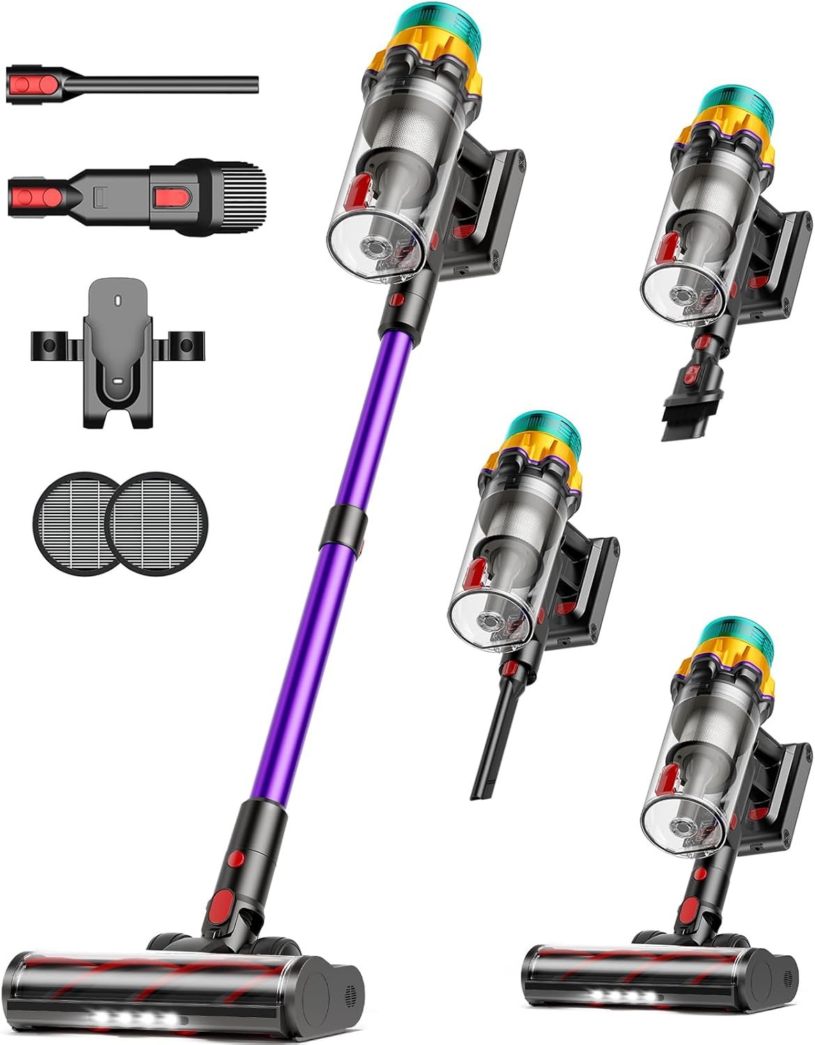 Cordless Vacuum Cleaner, Upgraded 650W 60KPA 70Mins XL Dust Cup Stick Vacuum, Vacuum Cleaner with Self-Standing and LED Screen, Rechargeable Vacumm Cleaners for Home/Pet Hair/Carpets/Floors