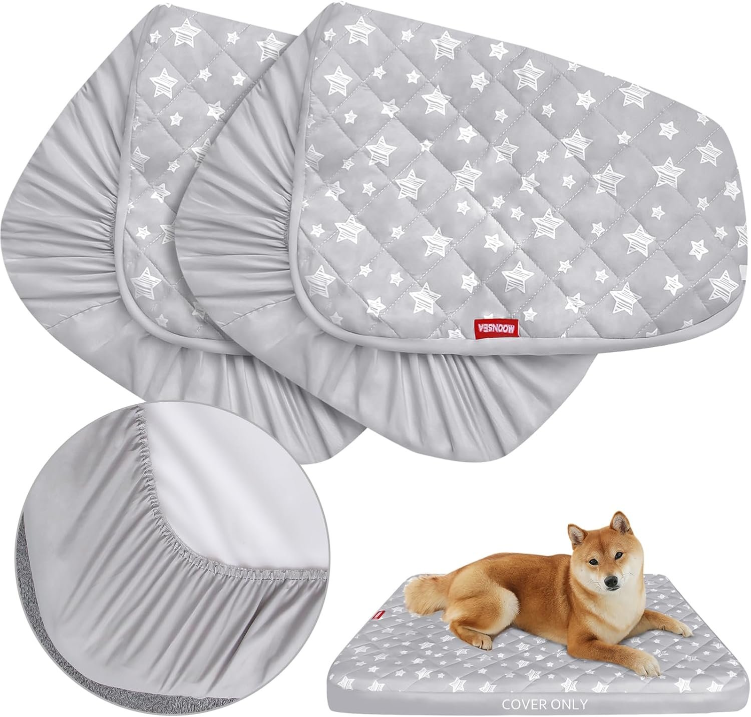 Dog Bed Covers Replacement Lovely Grey Star Print, 27×36 Inches, 2 Pack