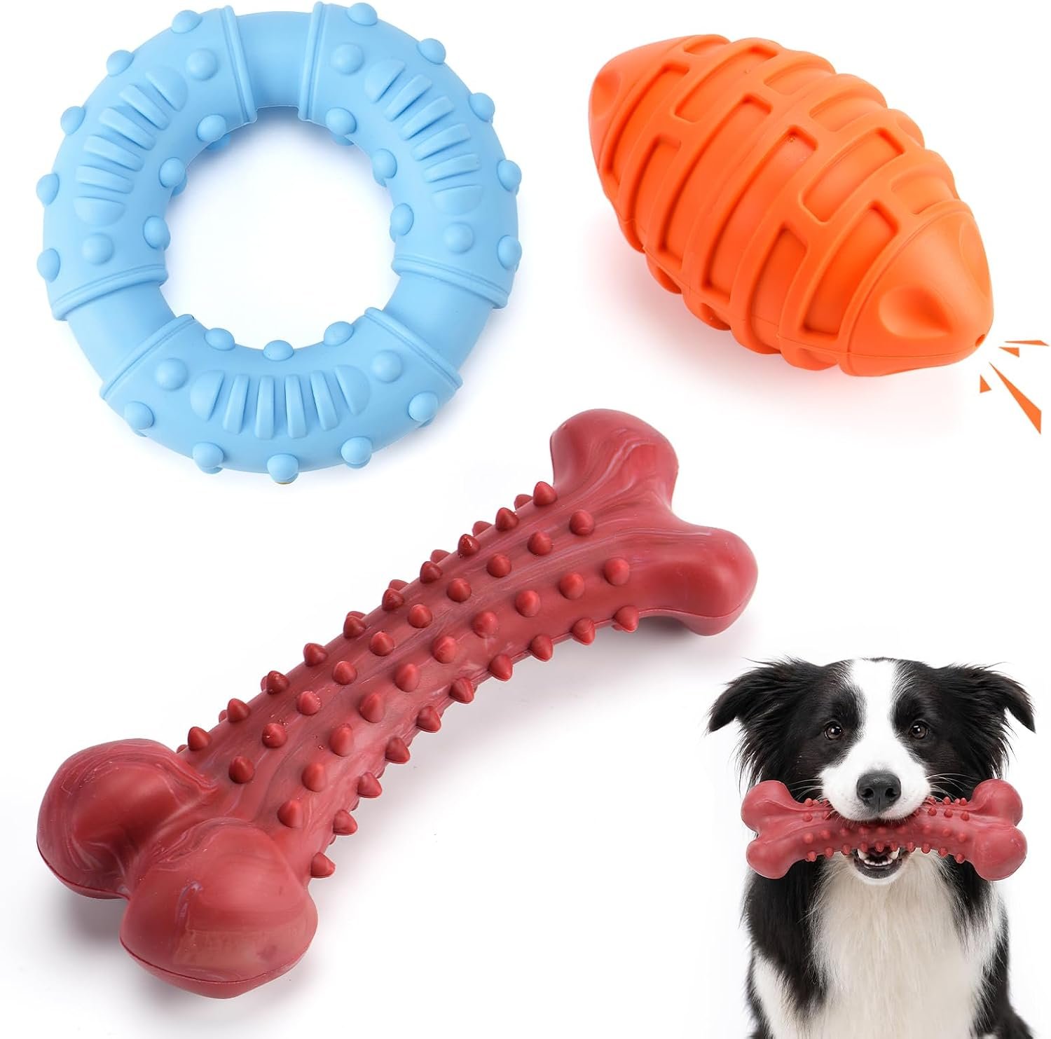 3 Pack Dog Chew Toys for Aggressive Chewers, interactive dog toys